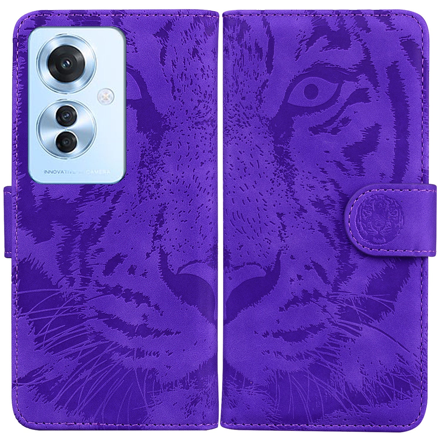 For Oppo Reno11 F 5G / F25 Pro 5G Cell Phone Case Tiger Imprint PU Leather Protection Cover