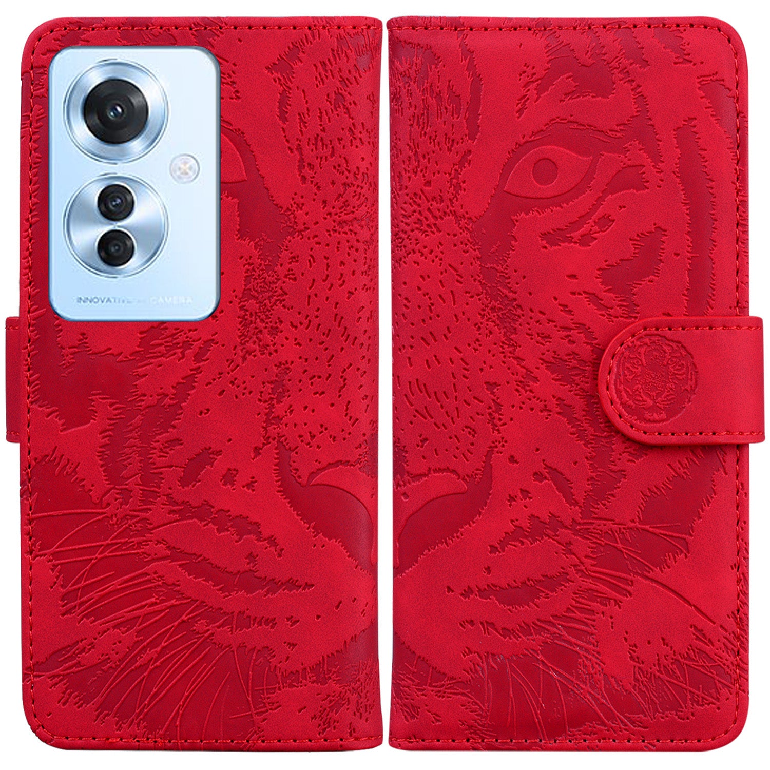 For Oppo Reno11 F 5G / F25 Pro 5G Cell Phone Case Tiger Imprint PU Leather Protection Cover
