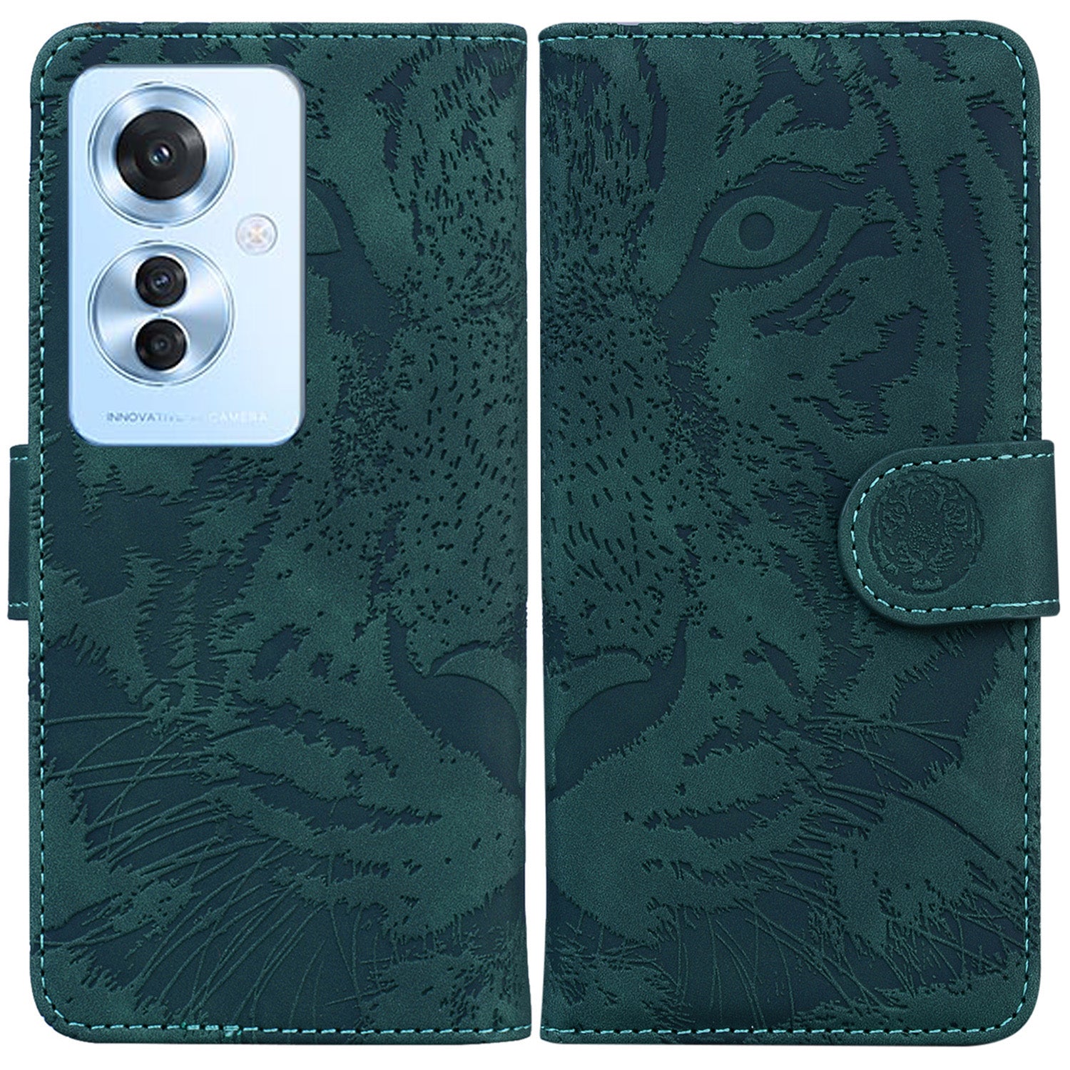 For Oppo Reno11 F 5G / F25 Pro 5G Cell Phone Case Tiger Imprint PU Leather Protection Cover