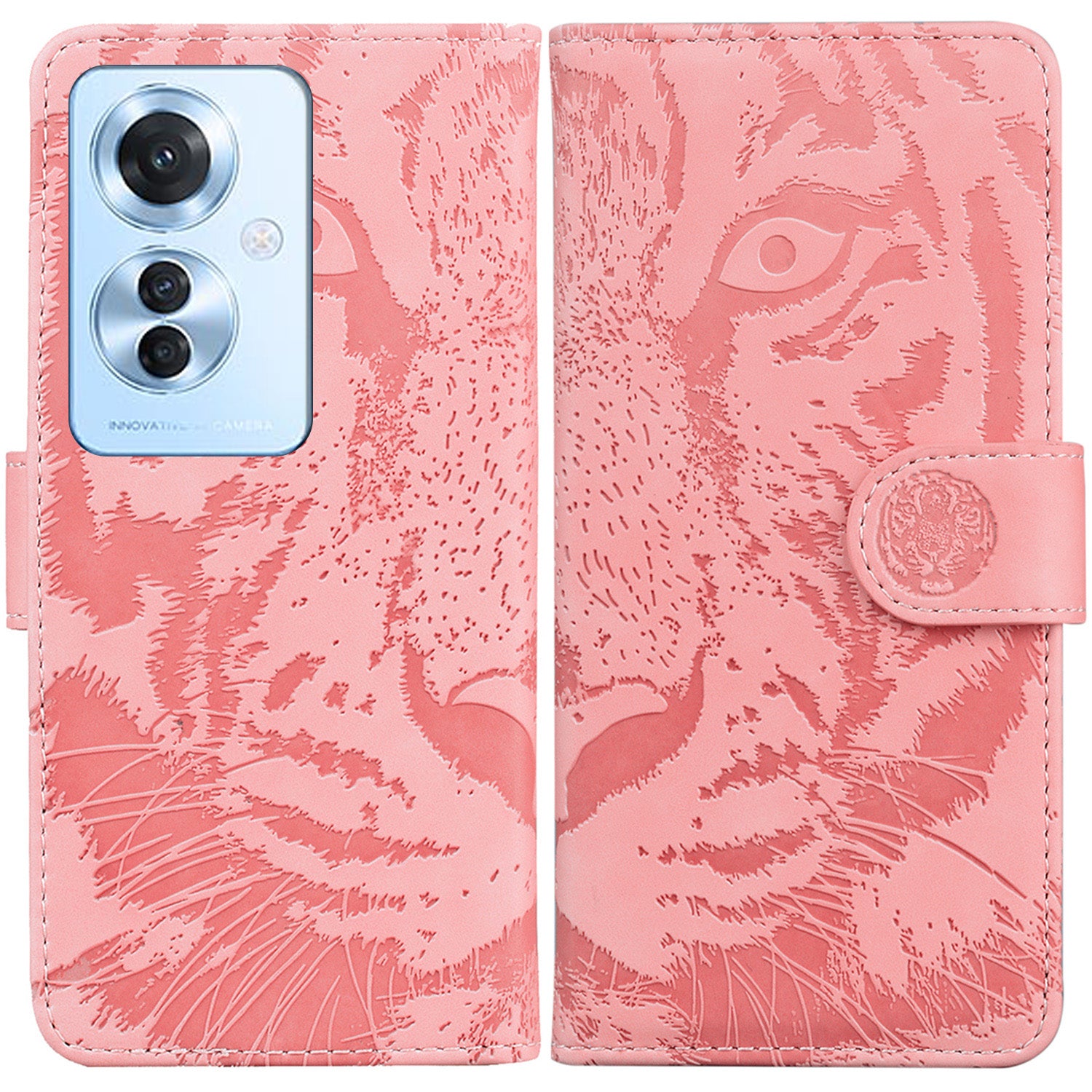 For Oppo Reno11 F 5G / F25 Pro 5G Cell Phone Case Tiger Imprint PU Leather Protection Cover