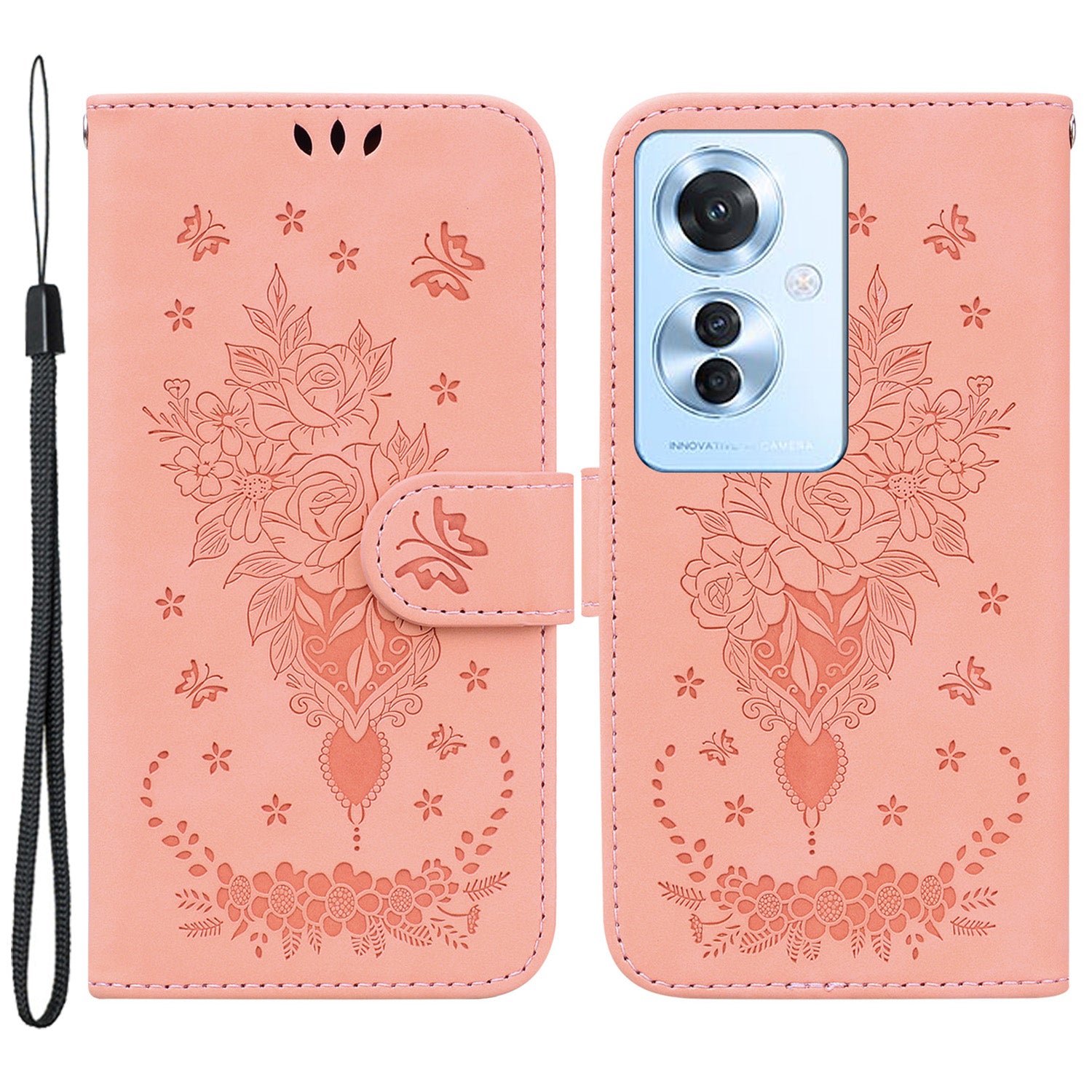 For Oppo Reno11 F 5G / F25 Pro 5G Case Bump Proof Flower Pattern PU Leather Phone Cover