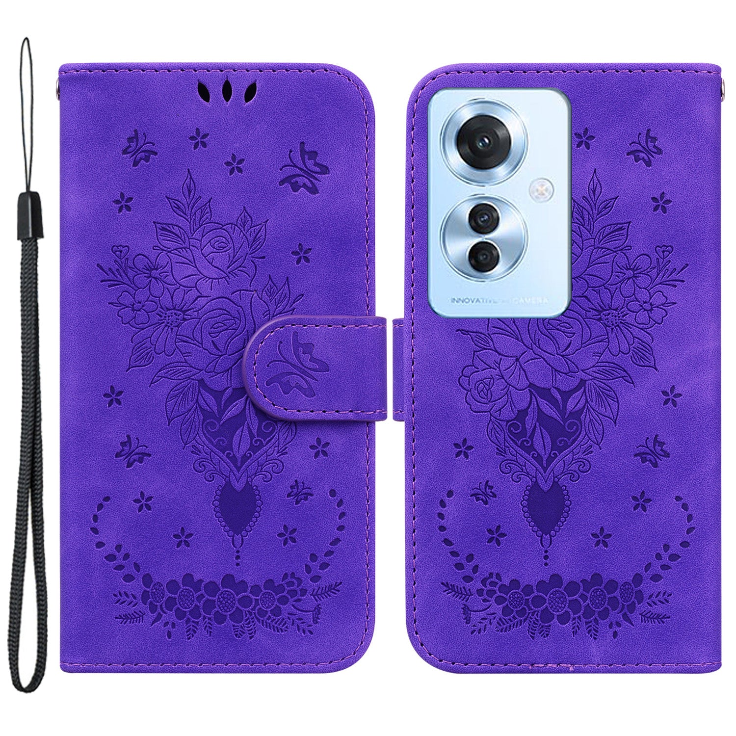 For Oppo Reno11 F 5G / F25 Pro 5G Case Bump Proof Flower Pattern PU Leather Phone Cover