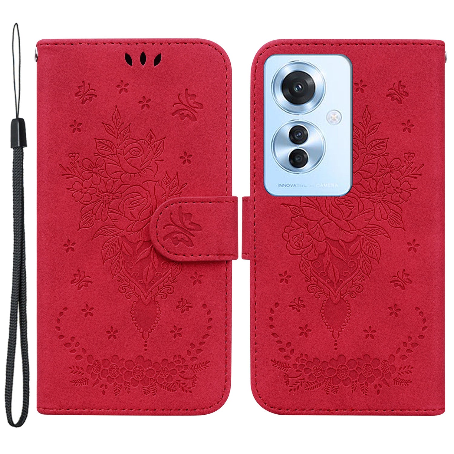 For Oppo Reno11 F 5G / F25 Pro 5G Case Bump Proof Flower Pattern PU Leather Phone Cover