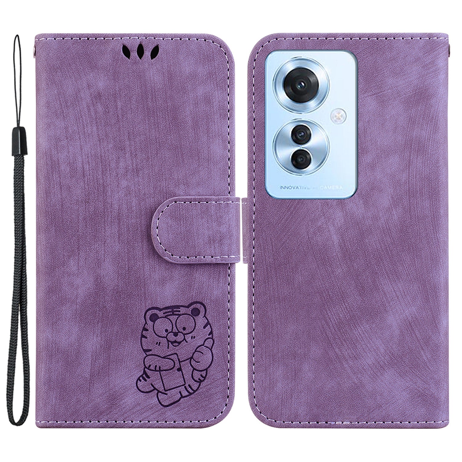 For Oppo Reno11 F 5G / F25 Pro 5G Cell Phone Case Lovely Tiger Imprinted Leather Anti-scratch Cover
