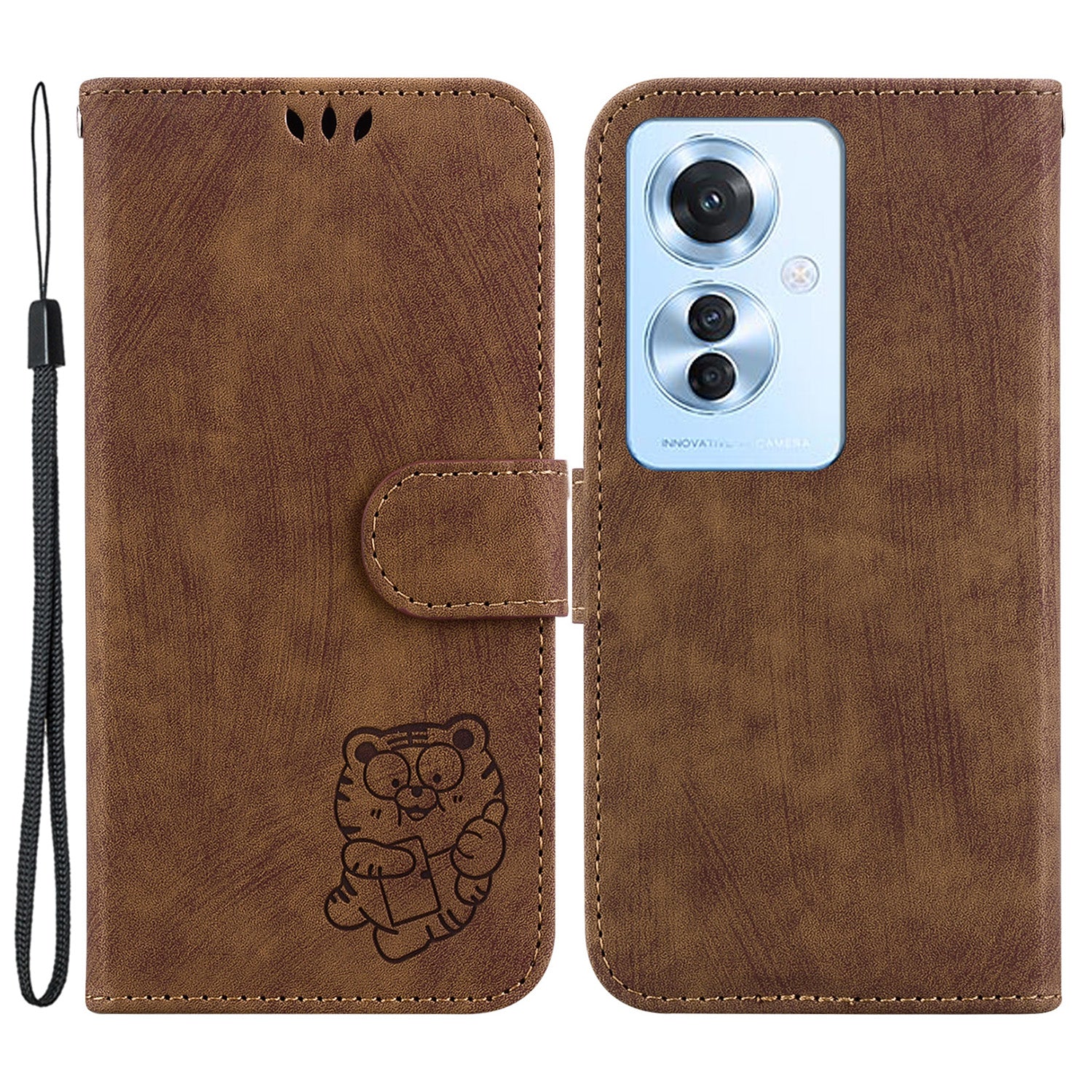 For Oppo Reno11 F 5G / F25 Pro 5G Cell Phone Case Lovely Tiger Imprinted Leather Anti-scratch Cover