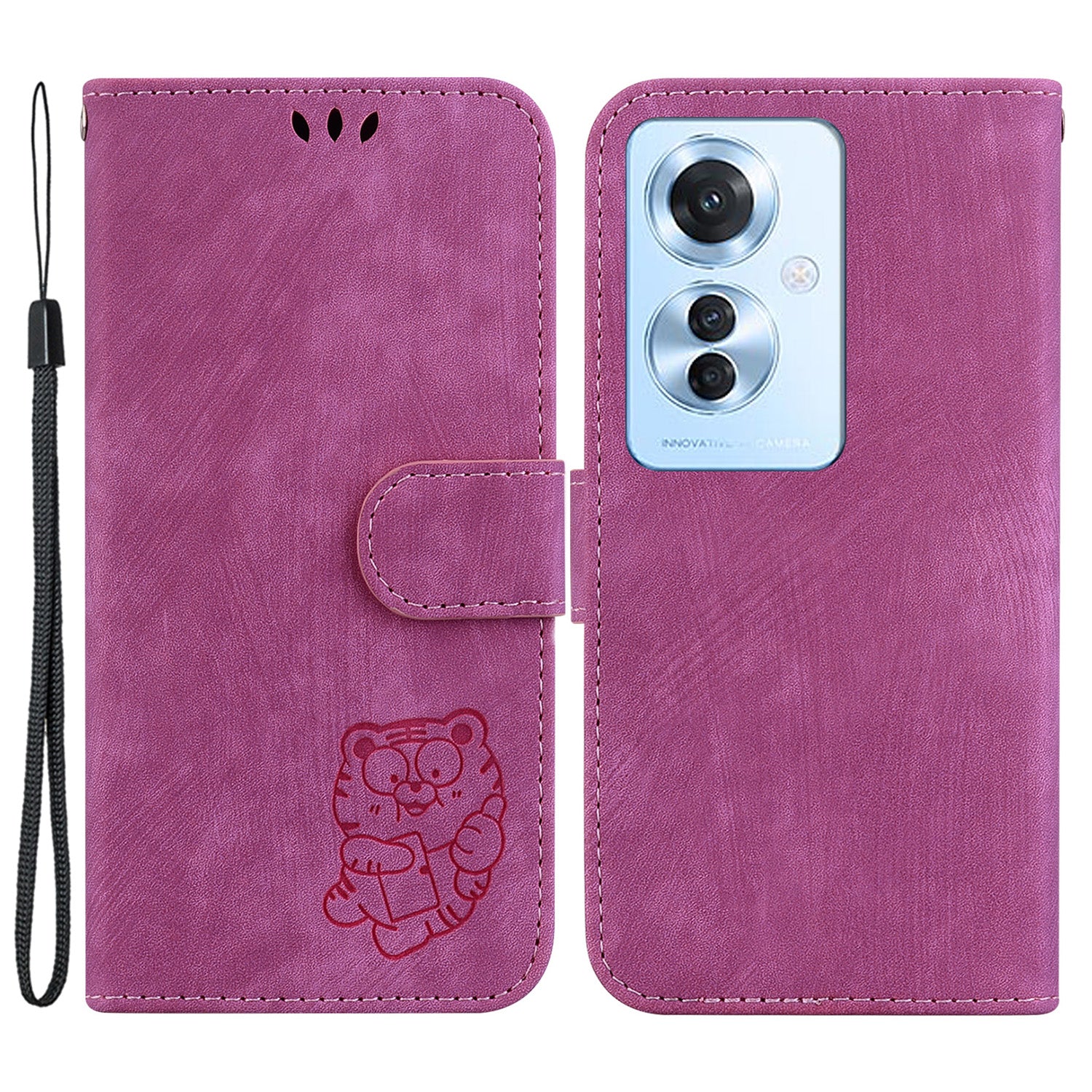 For Oppo Reno11 F 5G / F25 Pro 5G Cell Phone Case Lovely Tiger Imprinted Leather Anti-scratch Cover