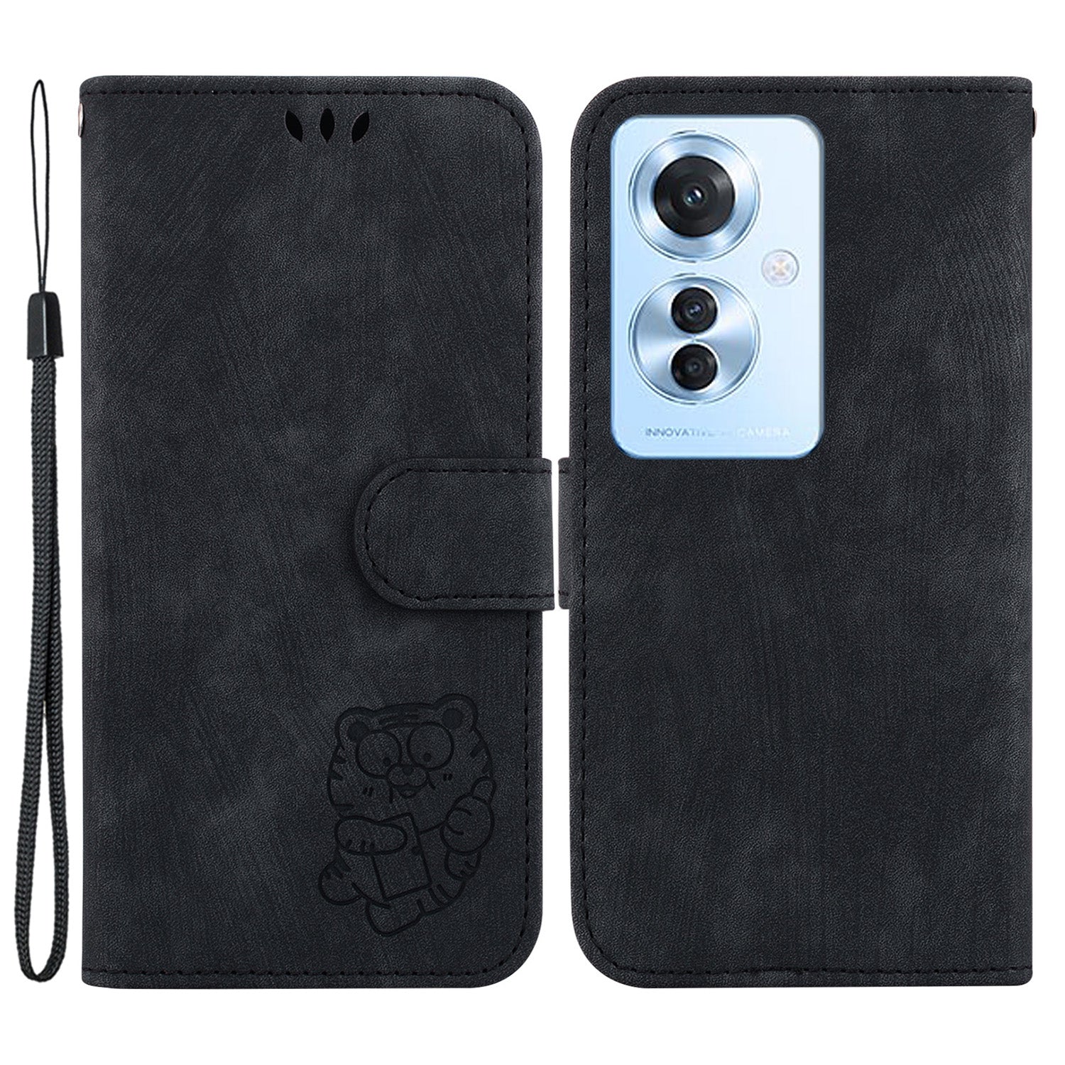 For Oppo Reno11 F 5G / F25 Pro 5G Cell Phone Case Lovely Tiger Imprinted Leather Anti-scratch Cover