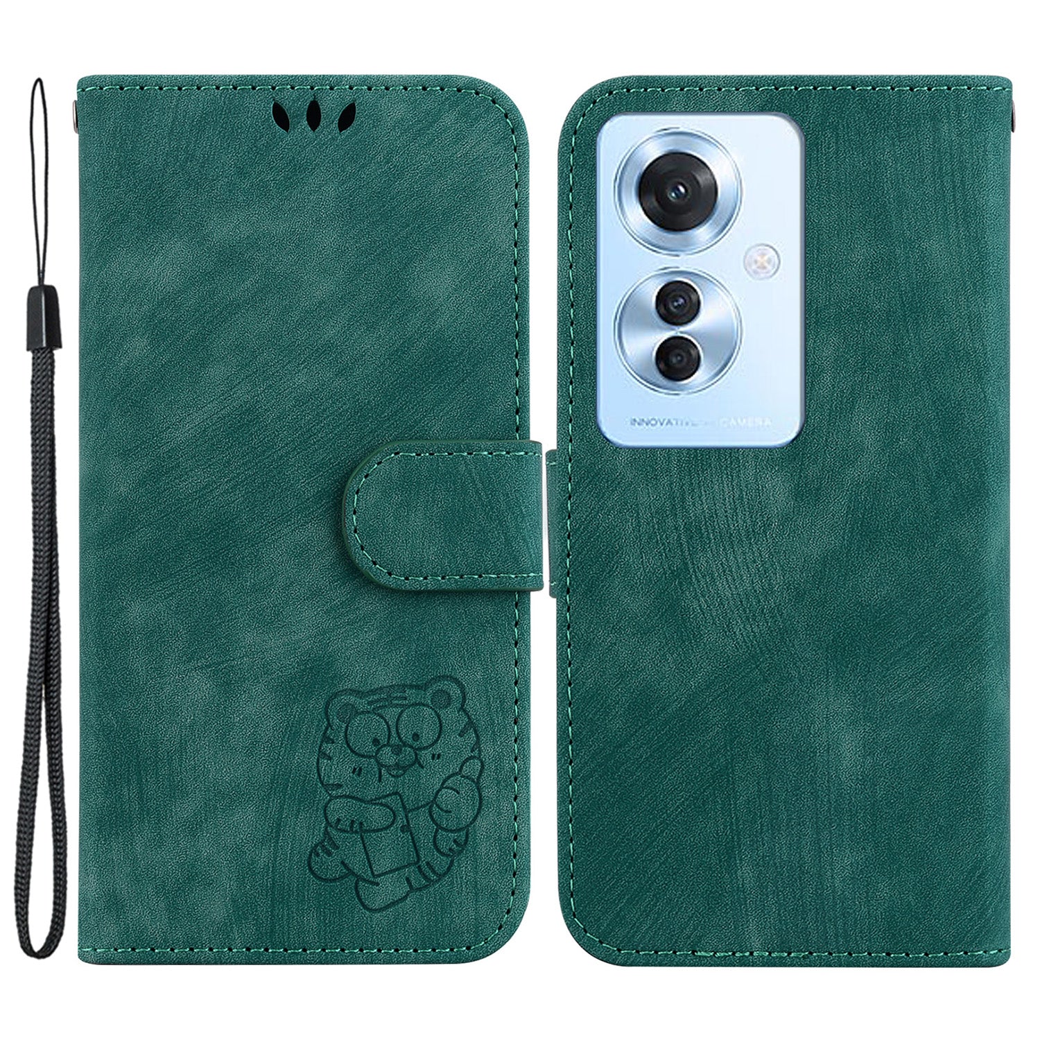 For Oppo Reno11 F 5G / F25 Pro 5G Cell Phone Case Lovely Tiger Imprinted Leather Anti-scratch Cover