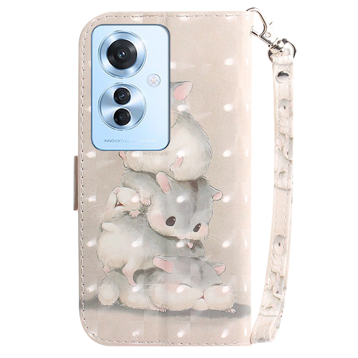 For Oppo Reno11 F 5G / F25 Pro 5G Shockproof Case with Strap, Pattern Printed Leather Phone Cover