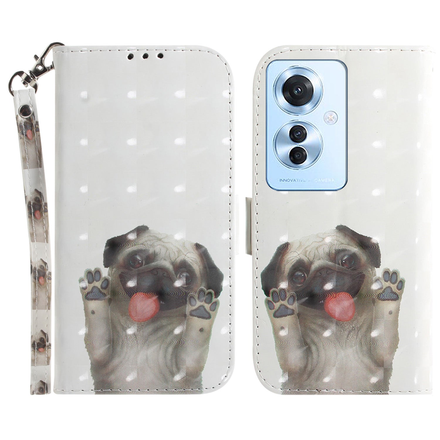 For Oppo Reno11 F 5G / F25 Pro 5G Shockproof Case with Strap, Pattern Printed Leather Phone Cover