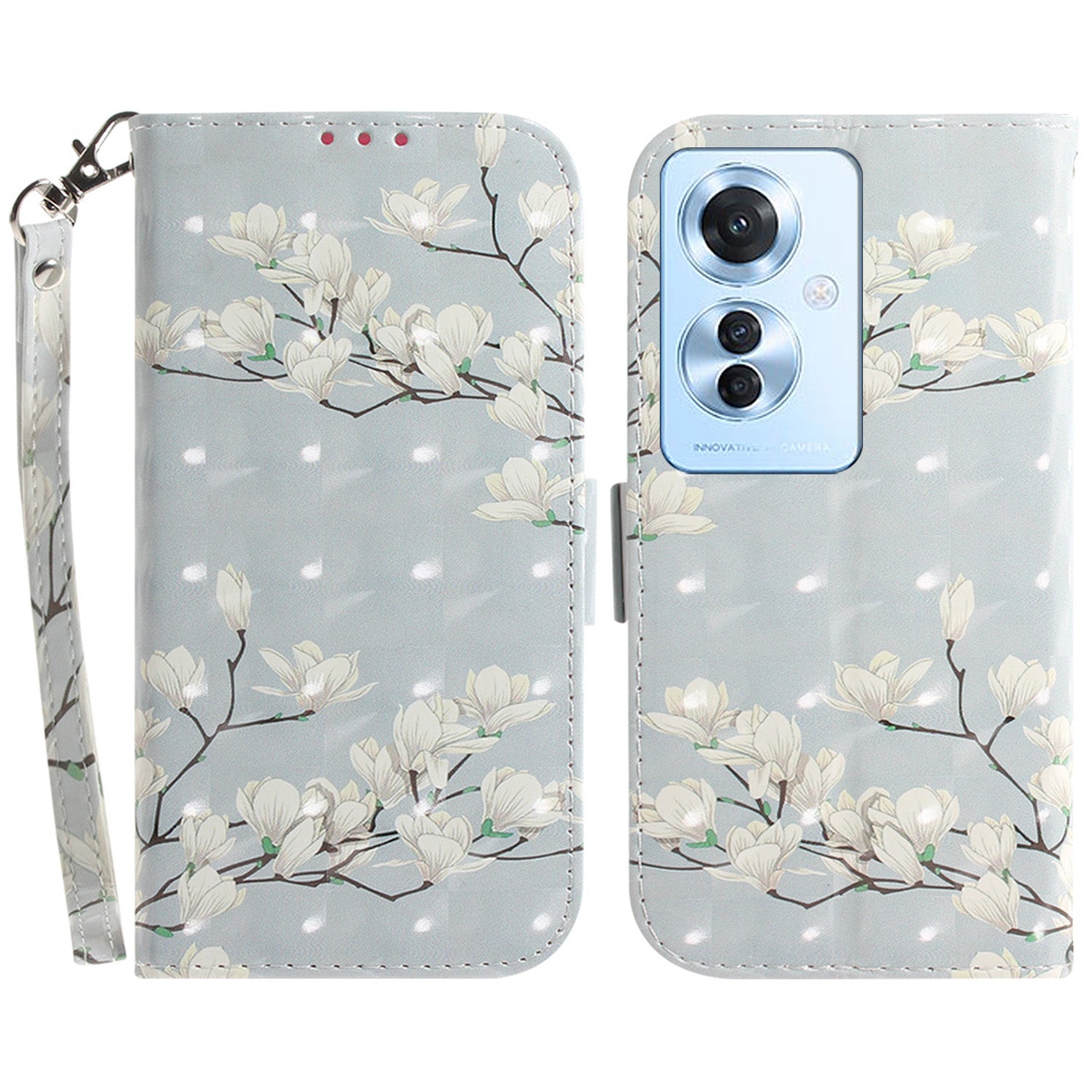 For Oppo Reno11 F 5G / F25 Pro 5G Shockproof Case with Strap, Pattern Printed Leather Phone Cover