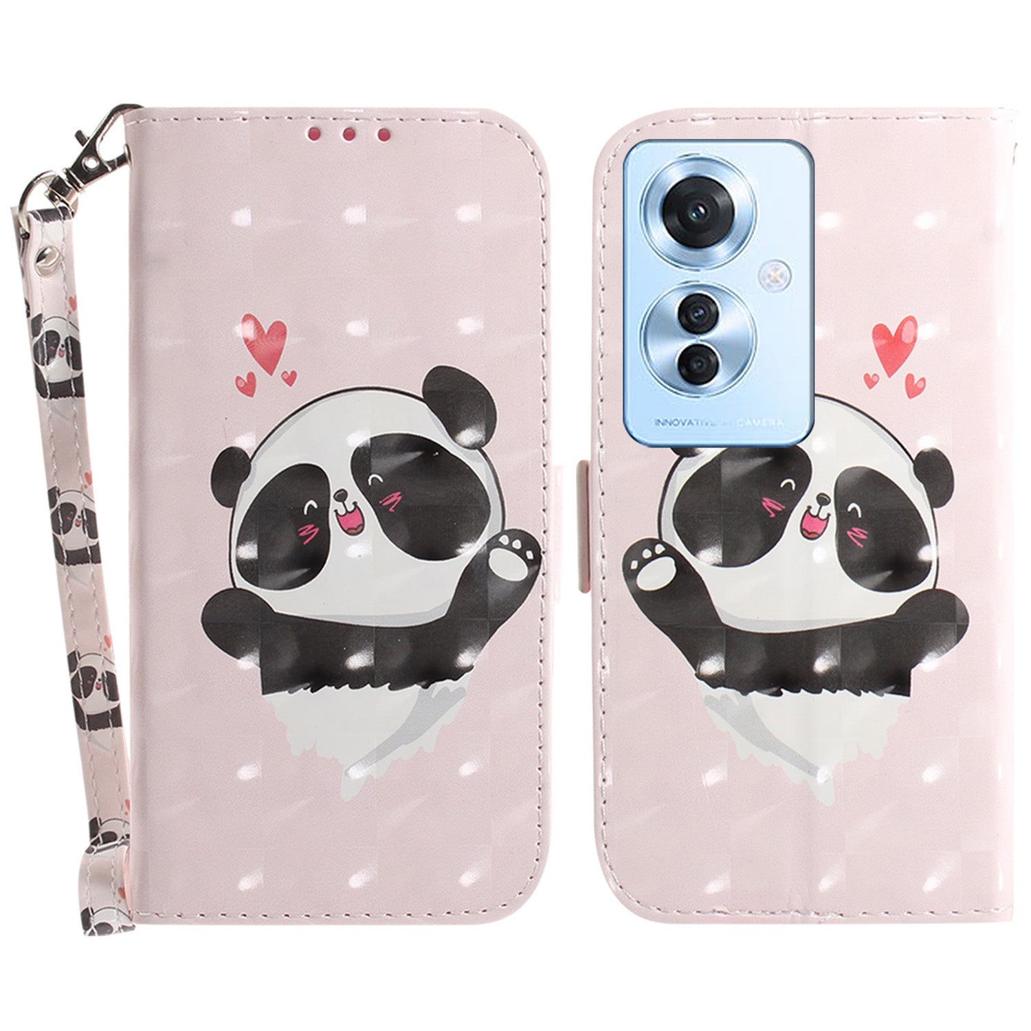 For Oppo Reno11 F 5G / F25 Pro 5G Shockproof Case with Strap, Pattern Printed Leather Phone Cover