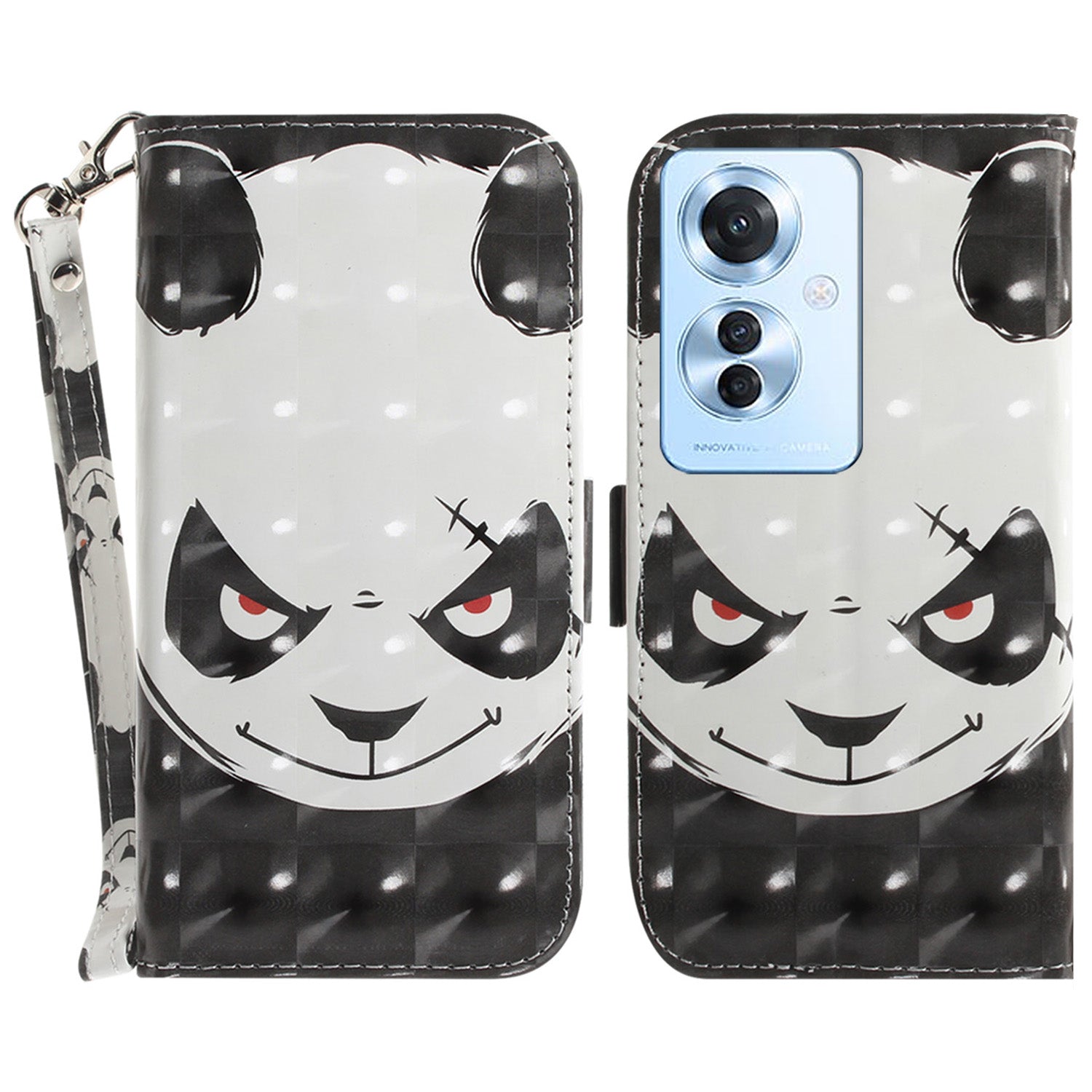 For Oppo Reno11 F 5G / F25 Pro 5G Shockproof Case with Strap, Pattern Printed Leather Phone Cover