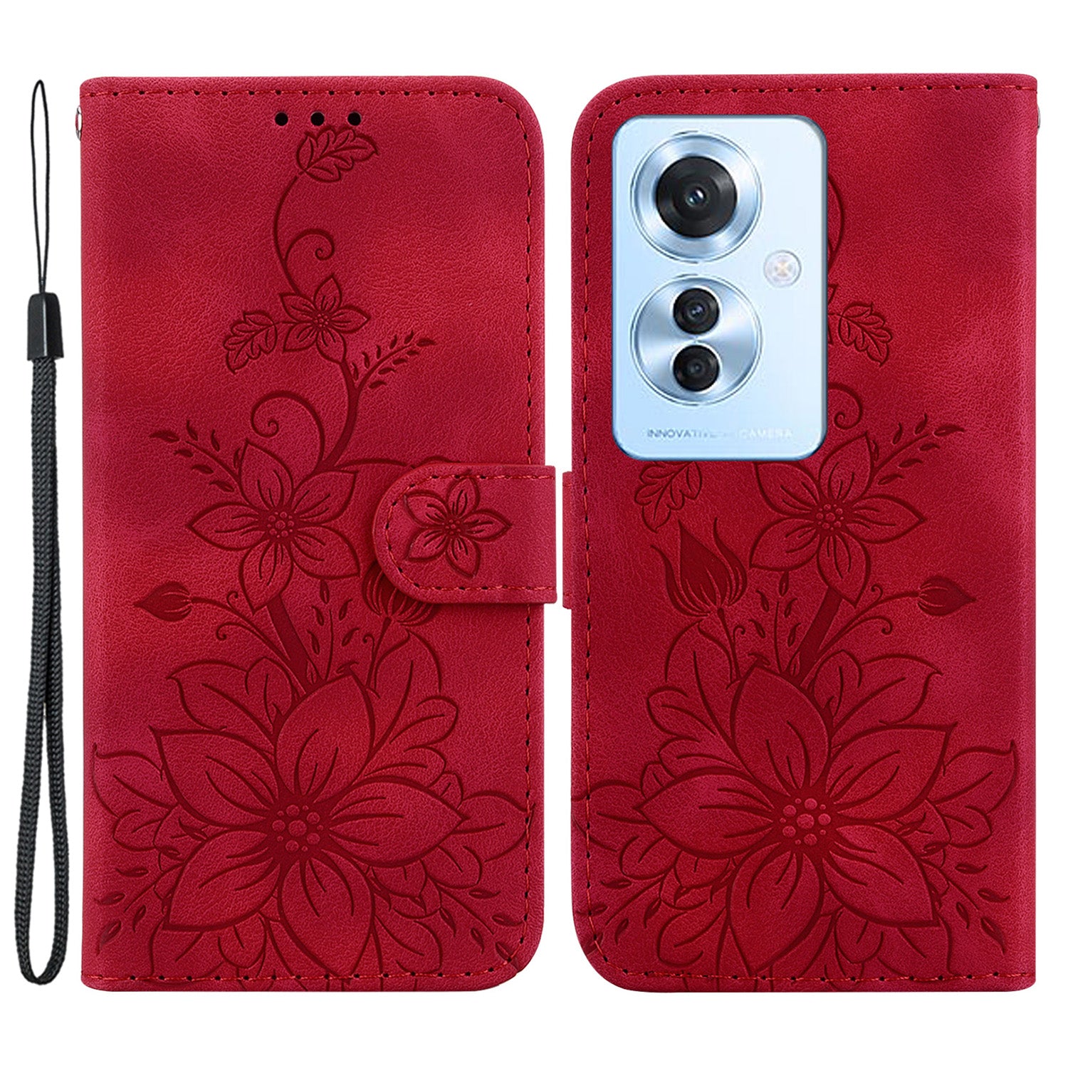 For Oppo Reno11 F 5G / F25 Pro 5G Case Phone Leather Wallet Lily Flower Imprint Full Protection Shell