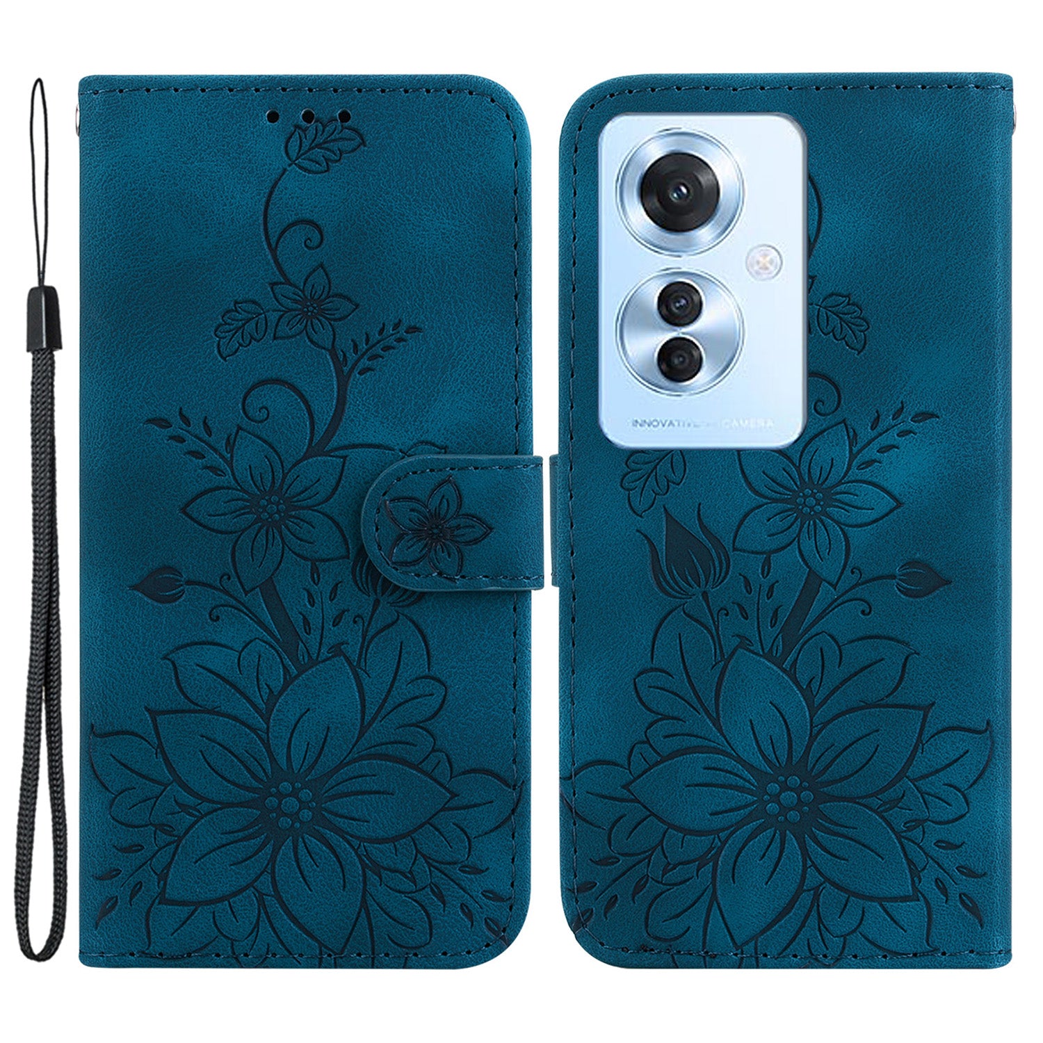 For Oppo Reno11 F 5G / F25 Pro 5G Case Phone Leather Wallet Lily Flower Imprint Full Protection Shell
