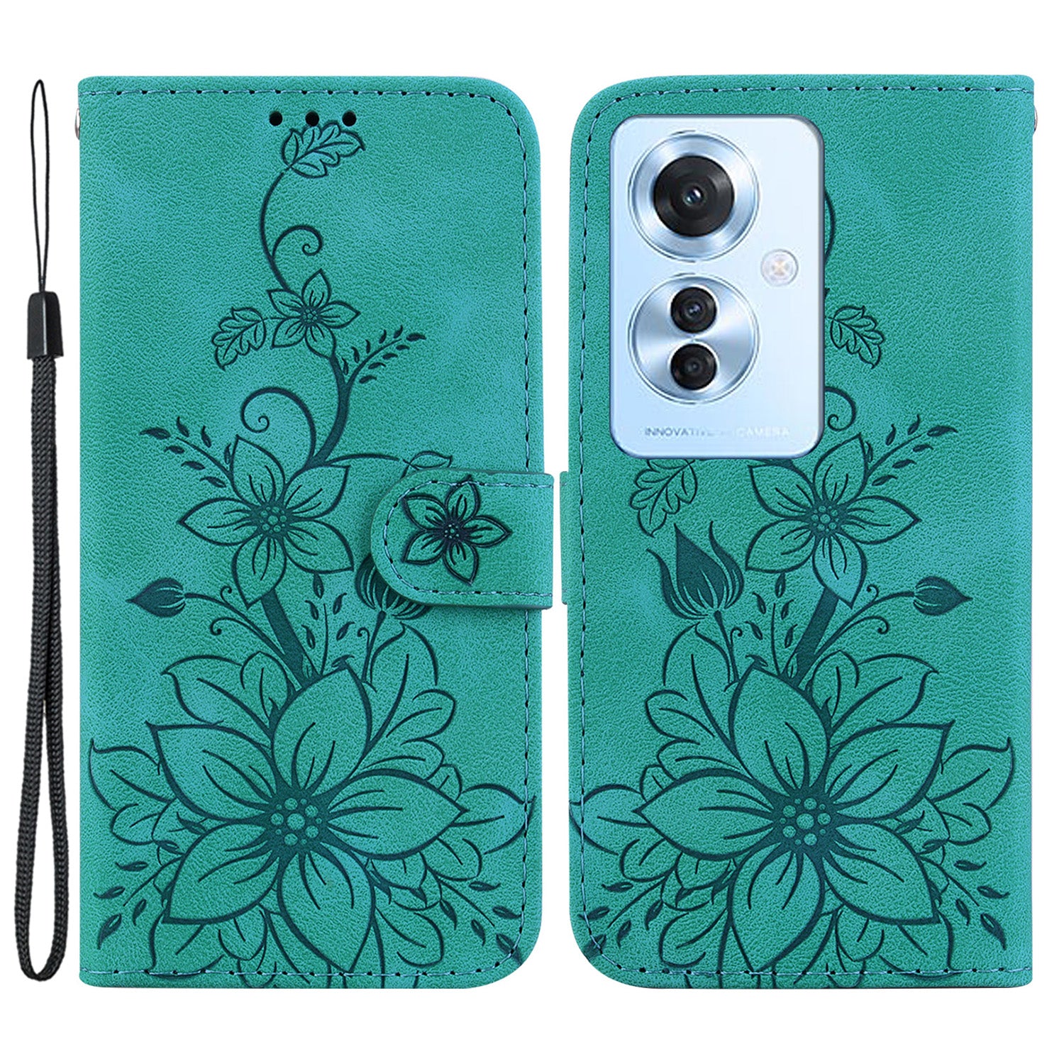 For Oppo Reno11 F 5G / F25 Pro 5G Case Phone Leather Wallet Lily Flower Imprint Full Protection Shell