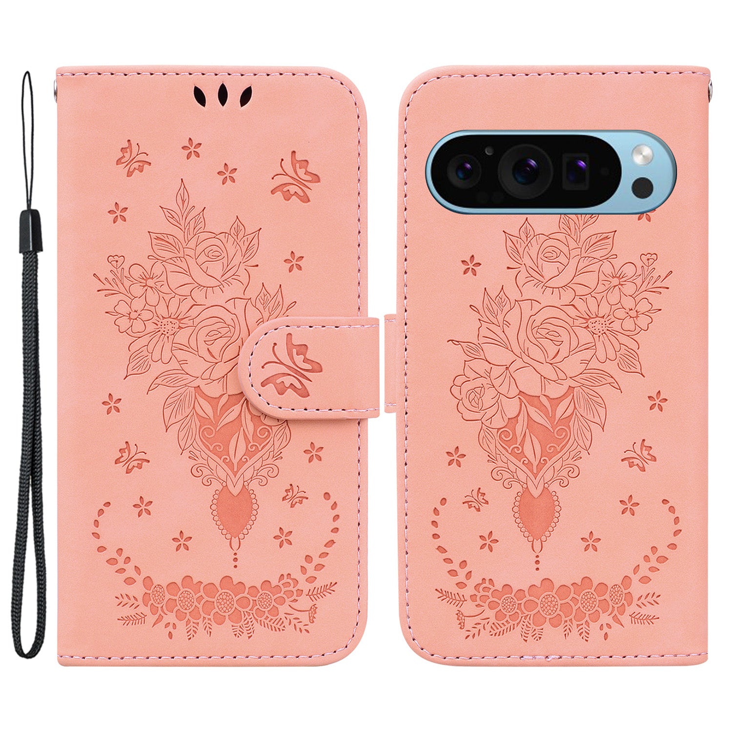 For Google Pixel 9 Case Flower Pattern Shockproof Leather Folio Phone Cover
