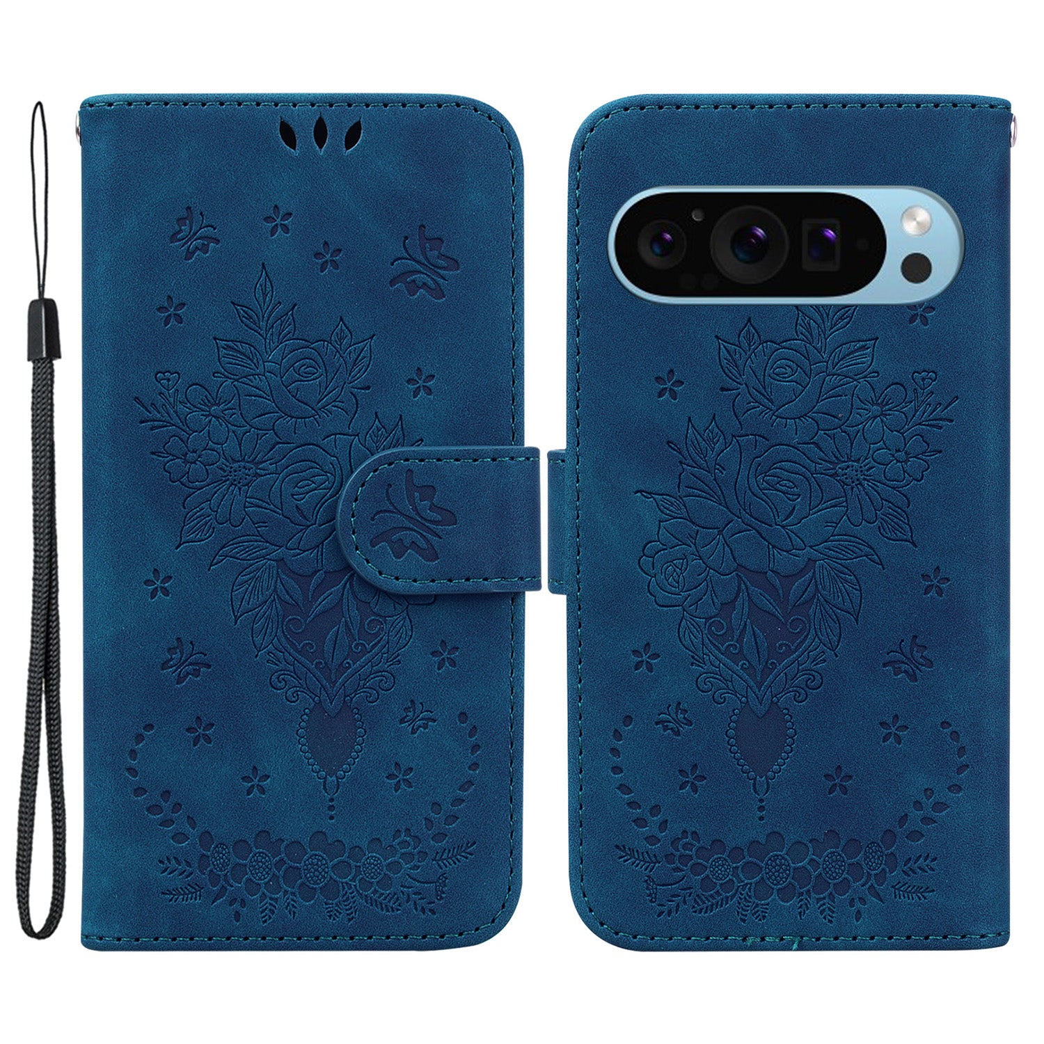 For Google Pixel 9 Case Flower Pattern Shockproof Leather Folio Phone Cover