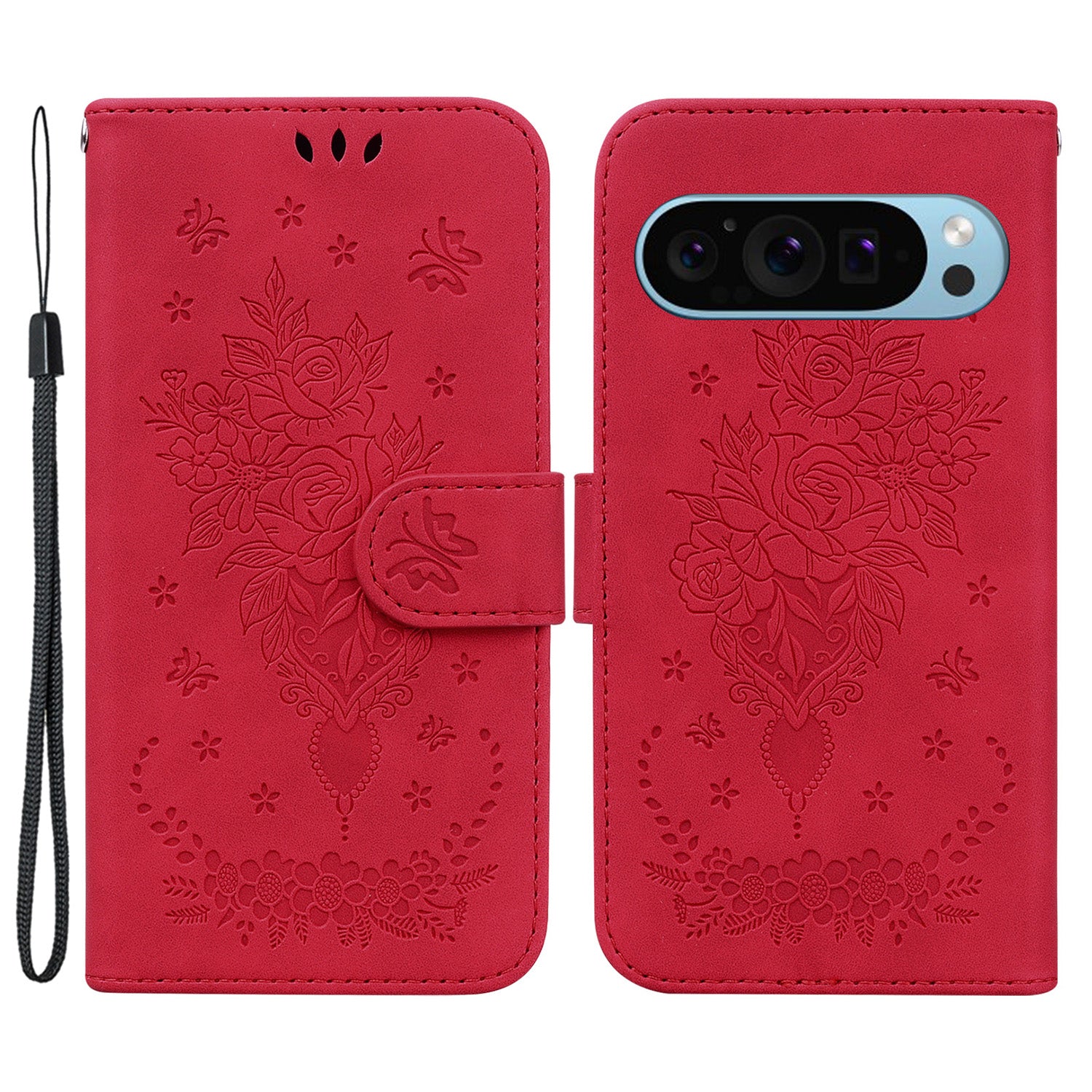 For Google Pixel 9 Case Flower Pattern Shockproof Leather Folio Phone Cover