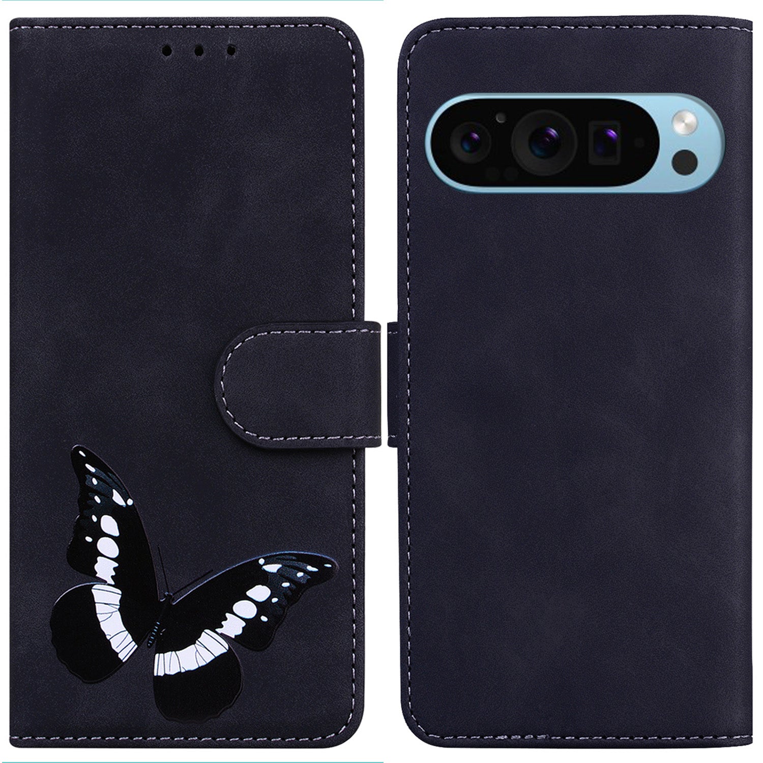 For Google Pixel 9 Protective Case Butterfly Printing Leather Phone Cover