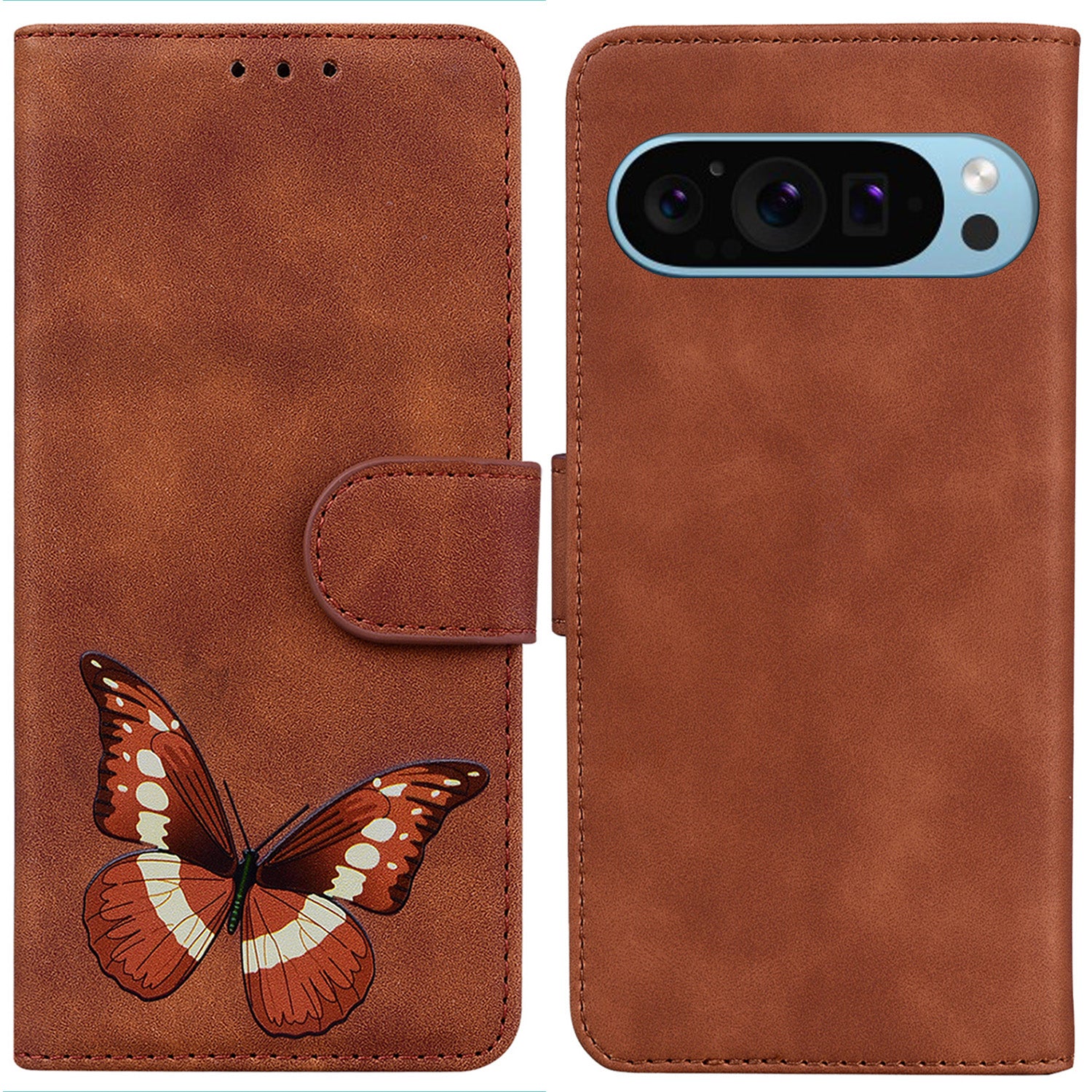 For Google Pixel 9 Protective Case Butterfly Printing Leather Phone Cover