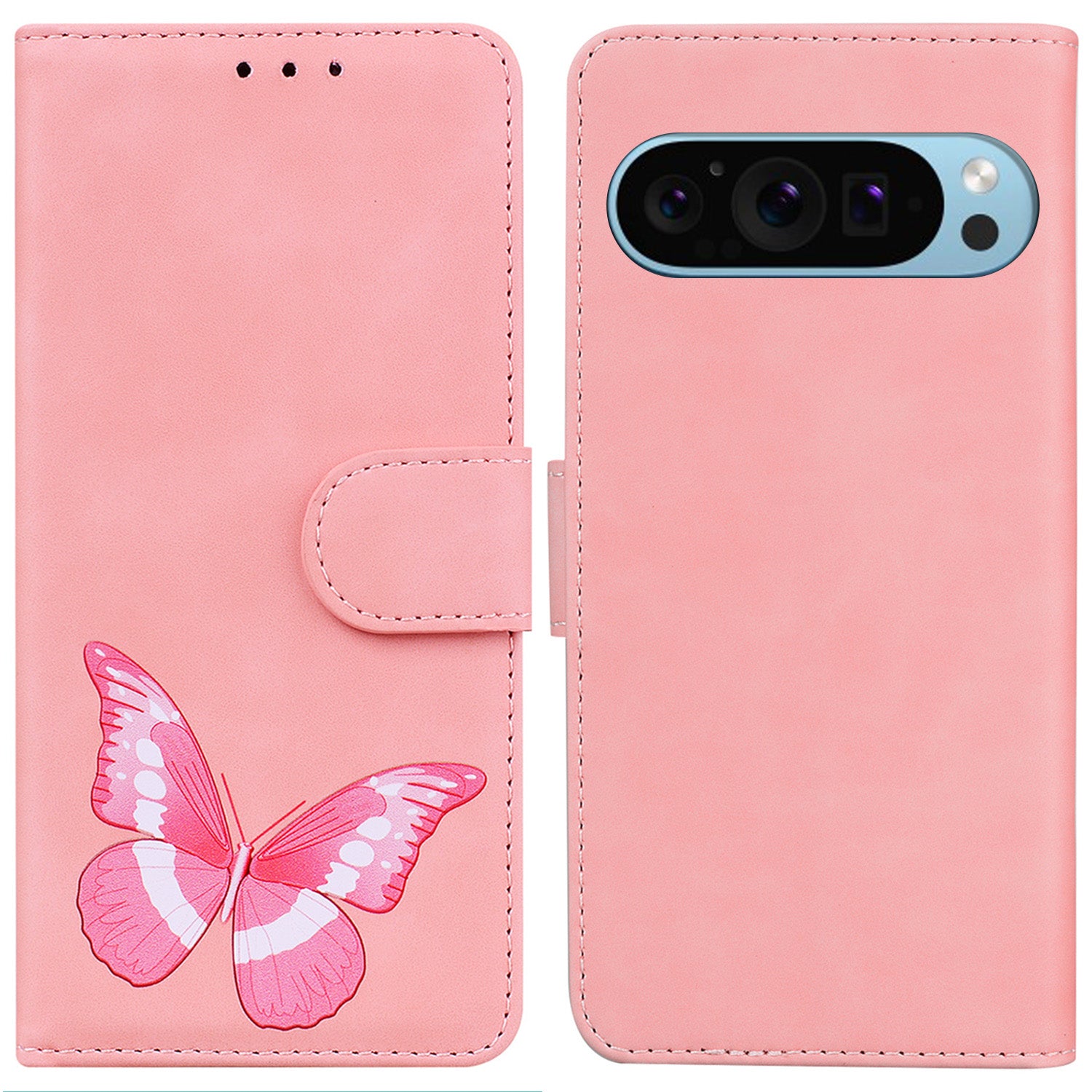 For Google Pixel 9 Protective Case Butterfly Printing Leather Phone Cover