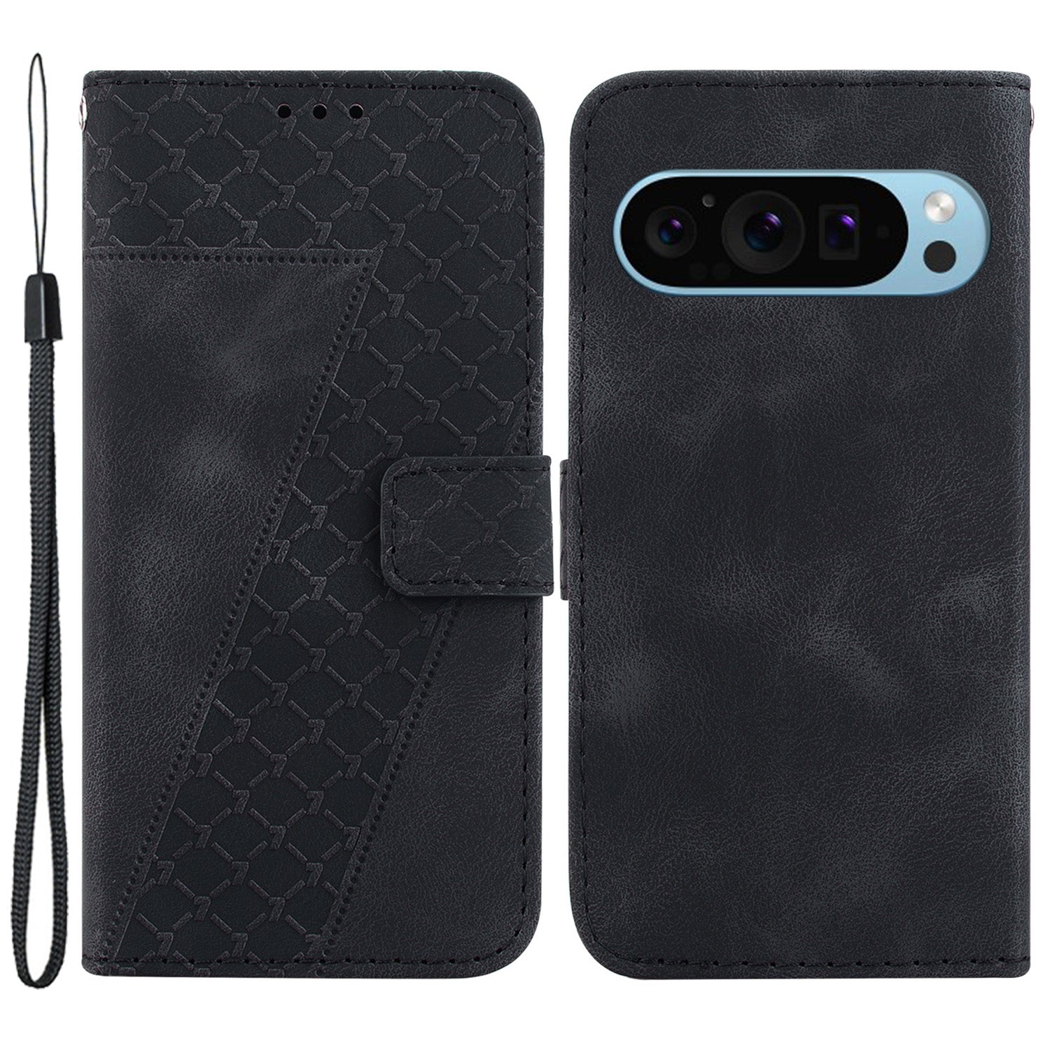For Google Pixel 9 Case PU Leather Fall Protection 7-Shape Pattern Phone Cover