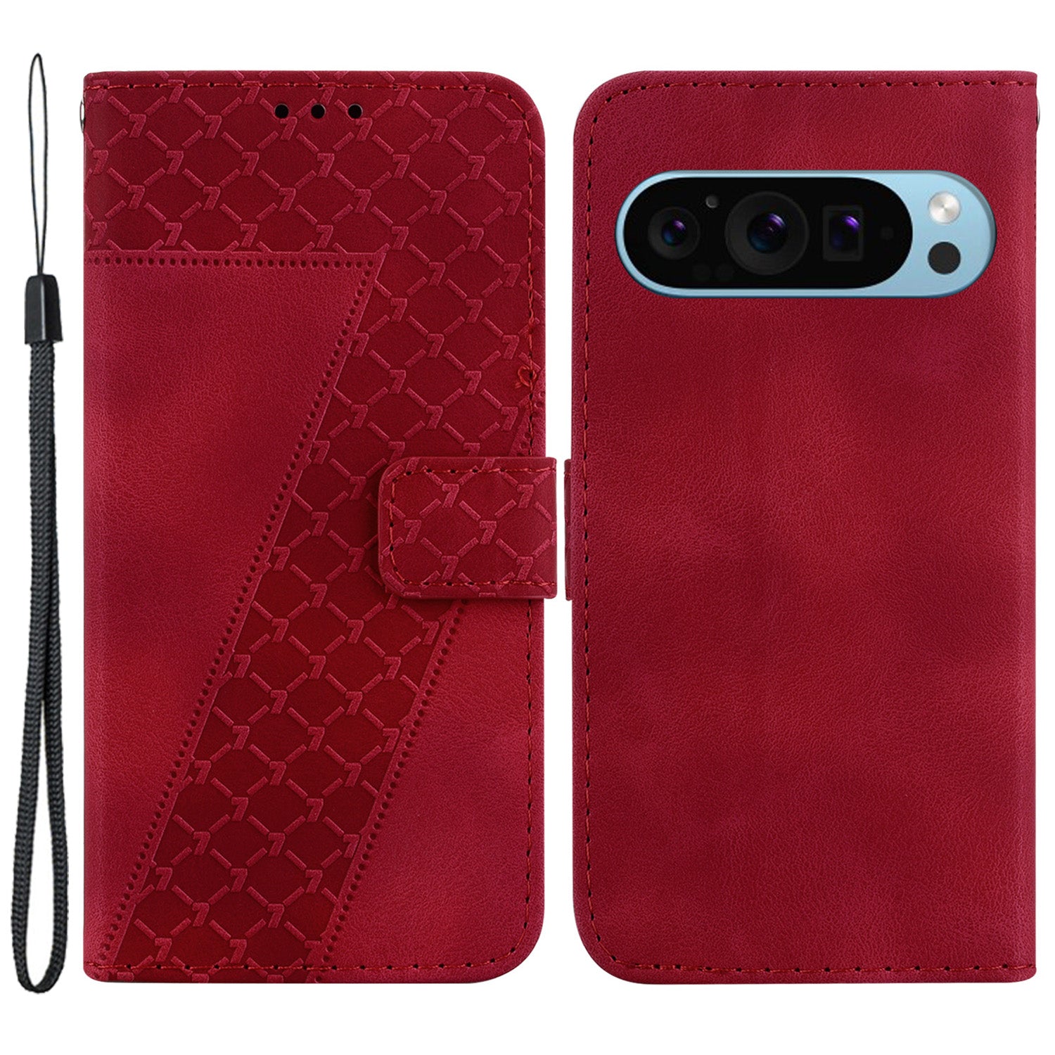 For Google Pixel 9 Case PU Leather Fall Protection 7-Shape Pattern Phone Cover