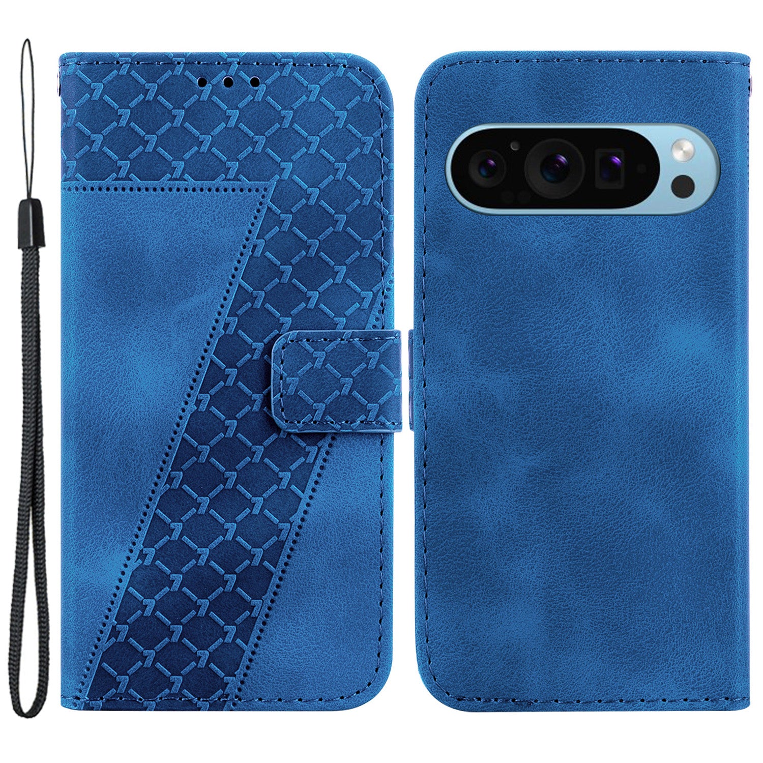 For Google Pixel 9 Case PU Leather Fall Protection 7-Shape Pattern Phone Cover