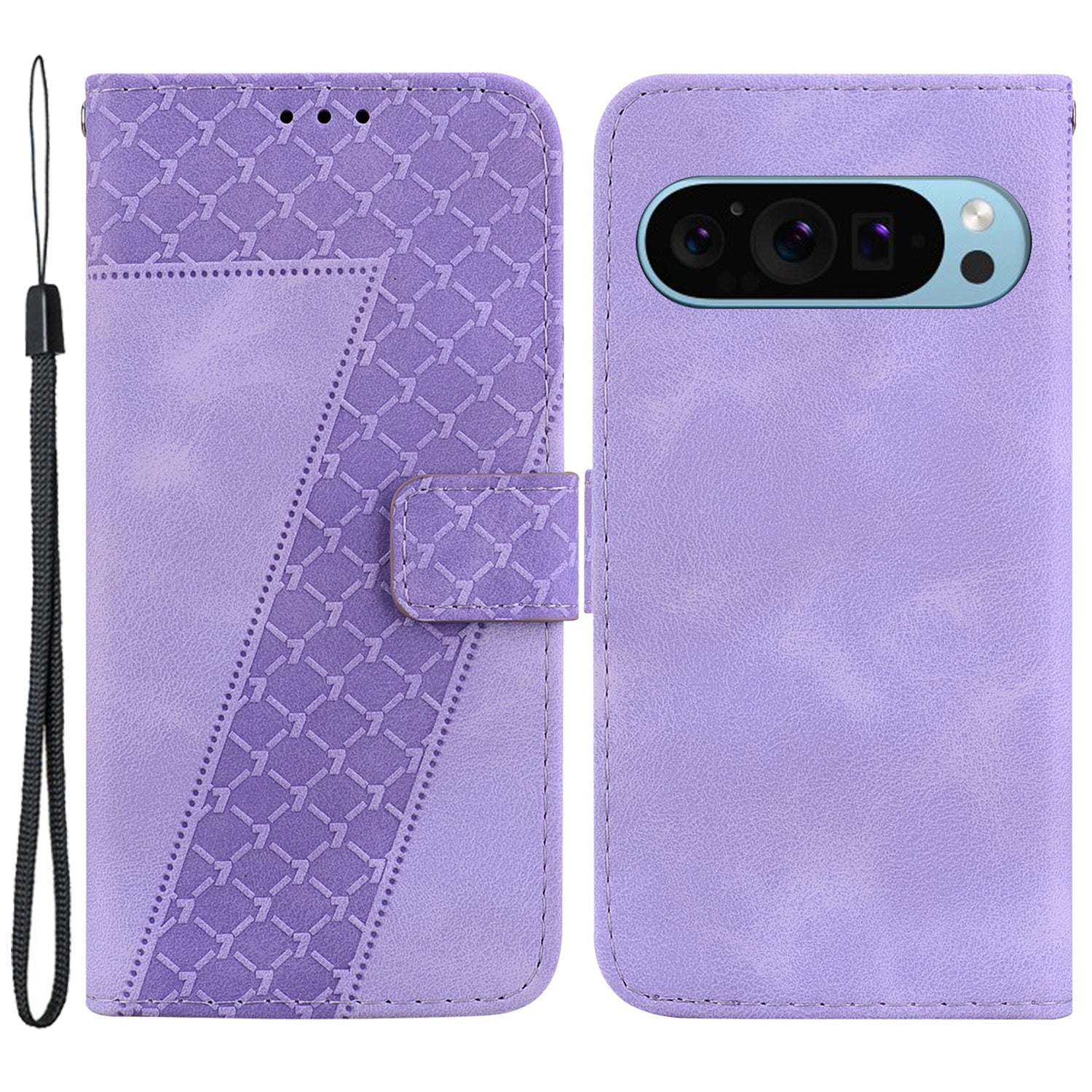 For Google Pixel 9 Case PU Leather Fall Protection 7-Shape Pattern Phone Cover