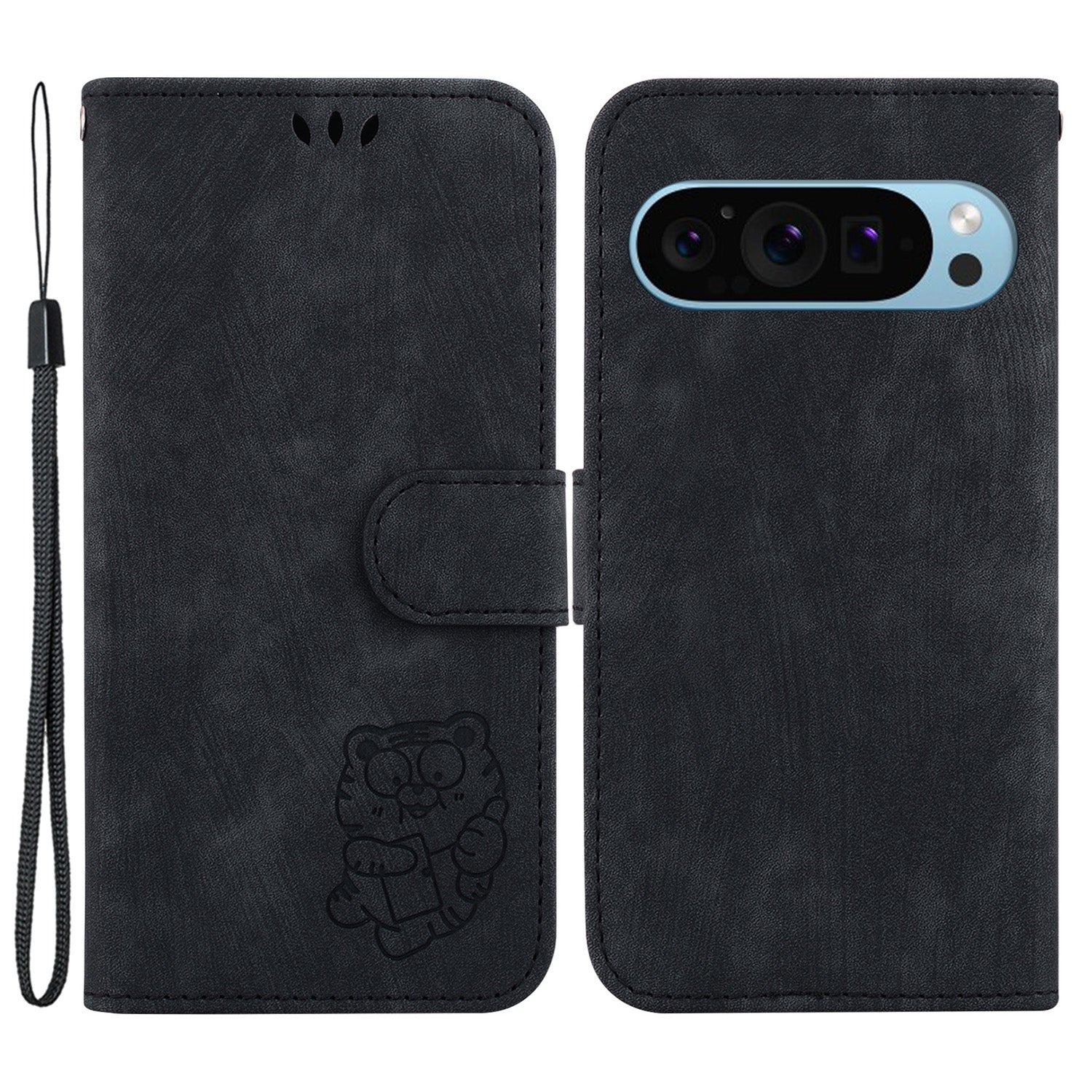 For Google Pixel 9 Cell Phone Case Lovely Tiger Imprinted Leather Anti-Scratch Cover