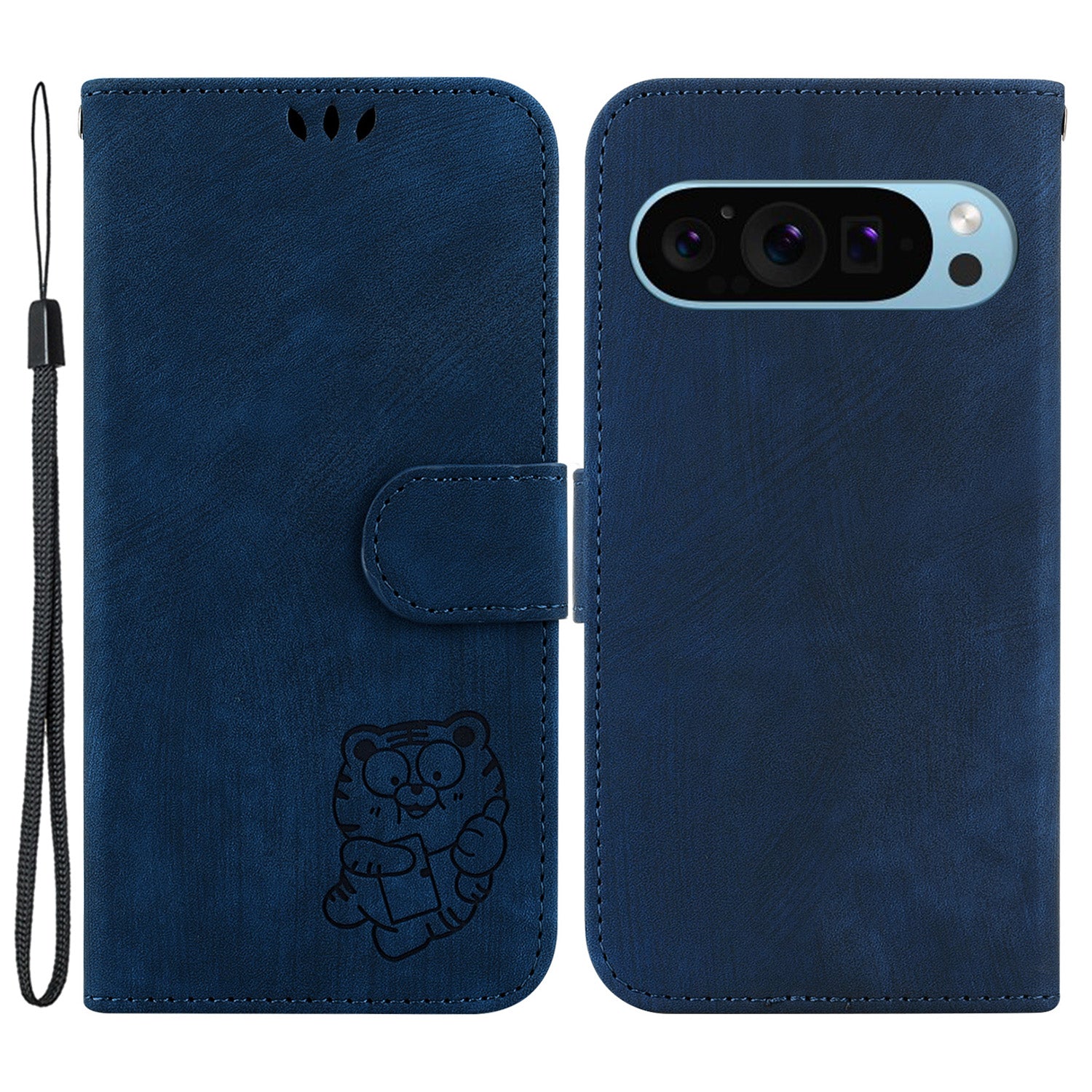 For Google Pixel 9 Cell Phone Case Lovely Tiger Imprinted Leather Anti-Scratch Cover