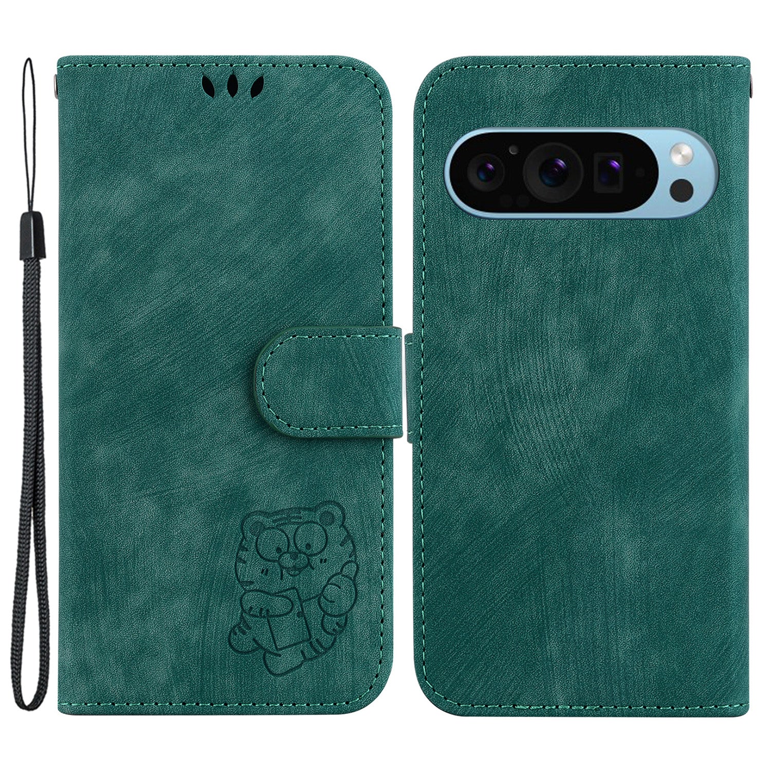 For Google Pixel 9 Cell Phone Case Lovely Tiger Imprinted Leather Anti-Scratch Cover