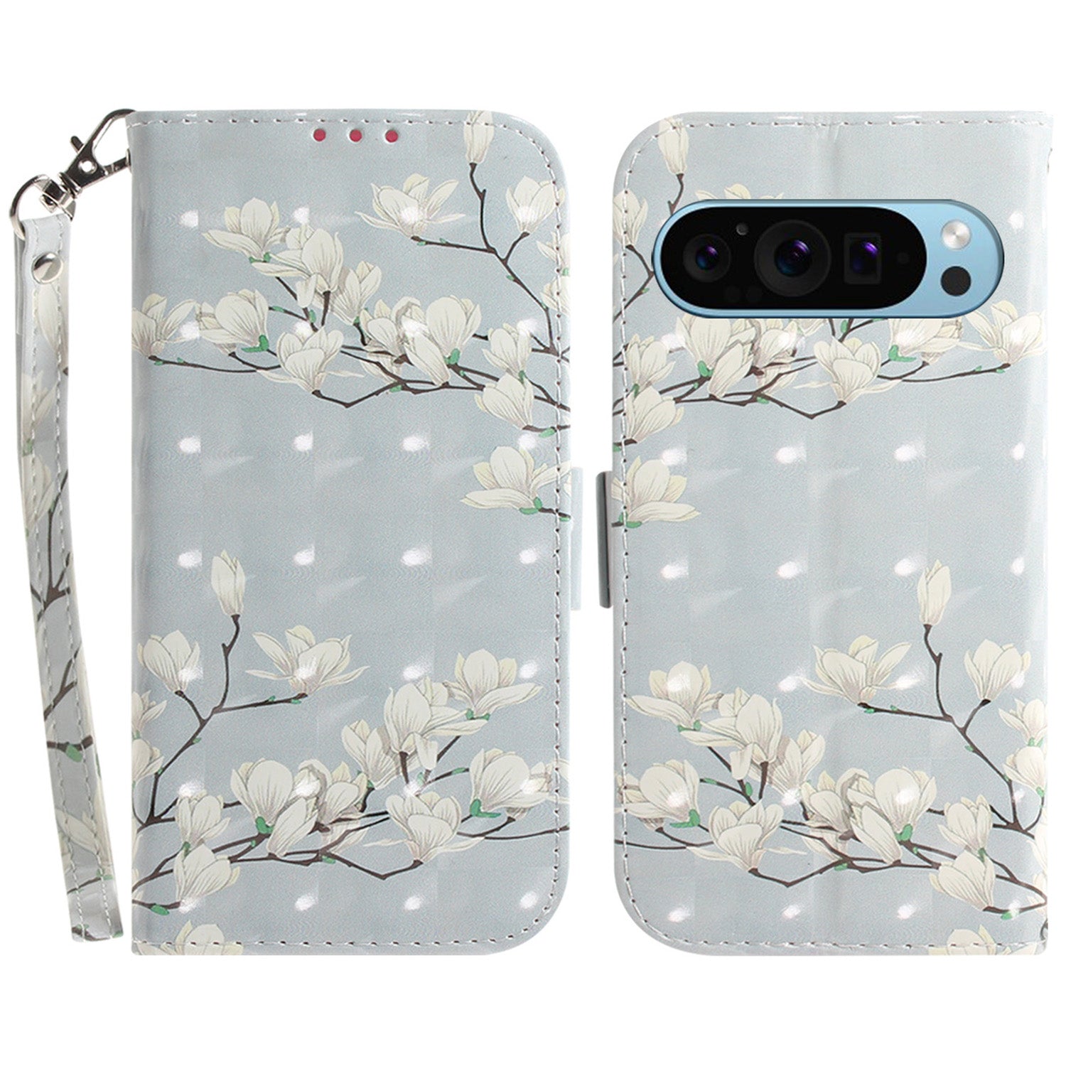 For Google Pixel 9 Phone Case Pattern Printed Anti-Drop Leather Folio Flip Cover with Strap