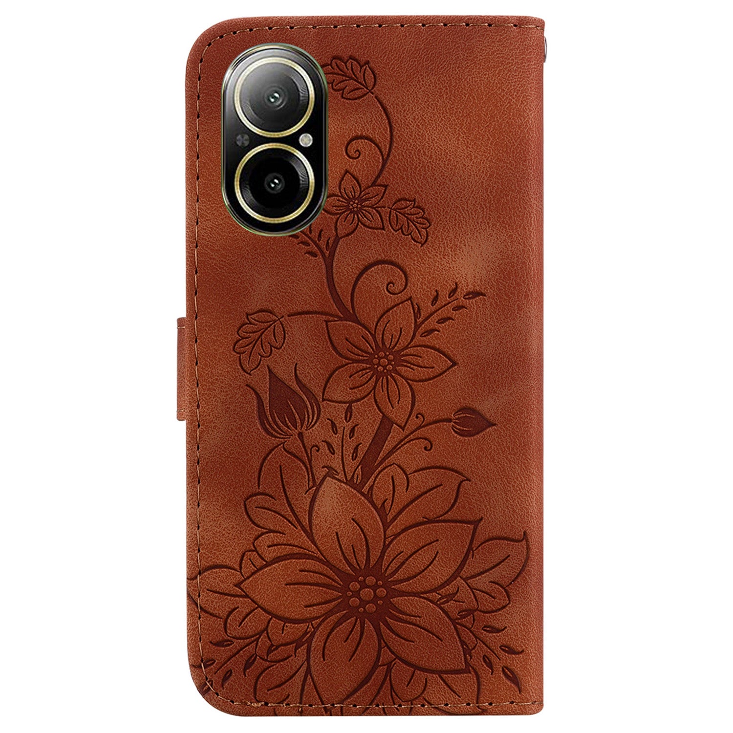 For Realme C67 4G Case Flower Imprint Leather Cell Phone Protector