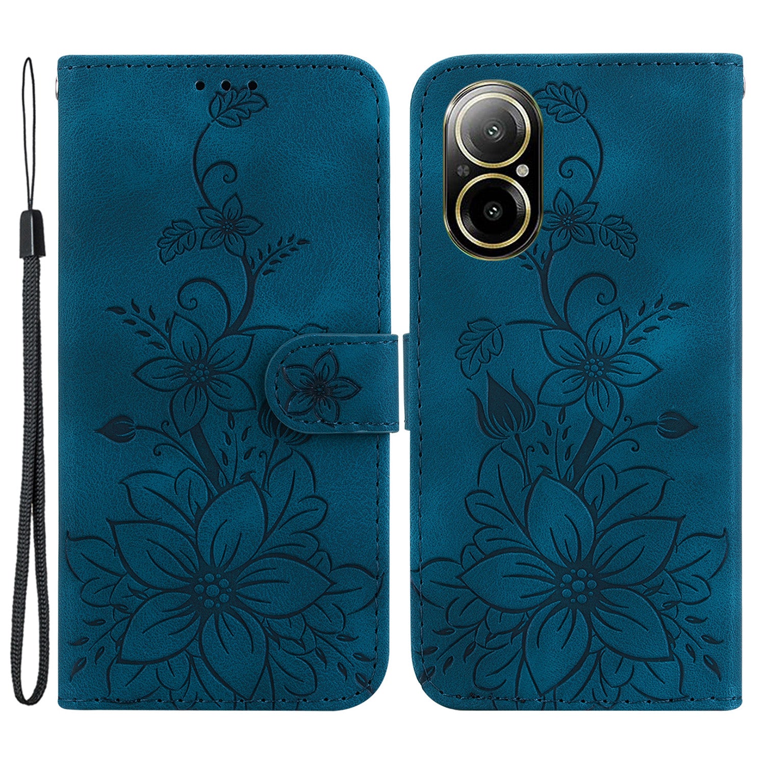 For Realme C67 4G Case Flower Imprint Leather Cell Phone Protector