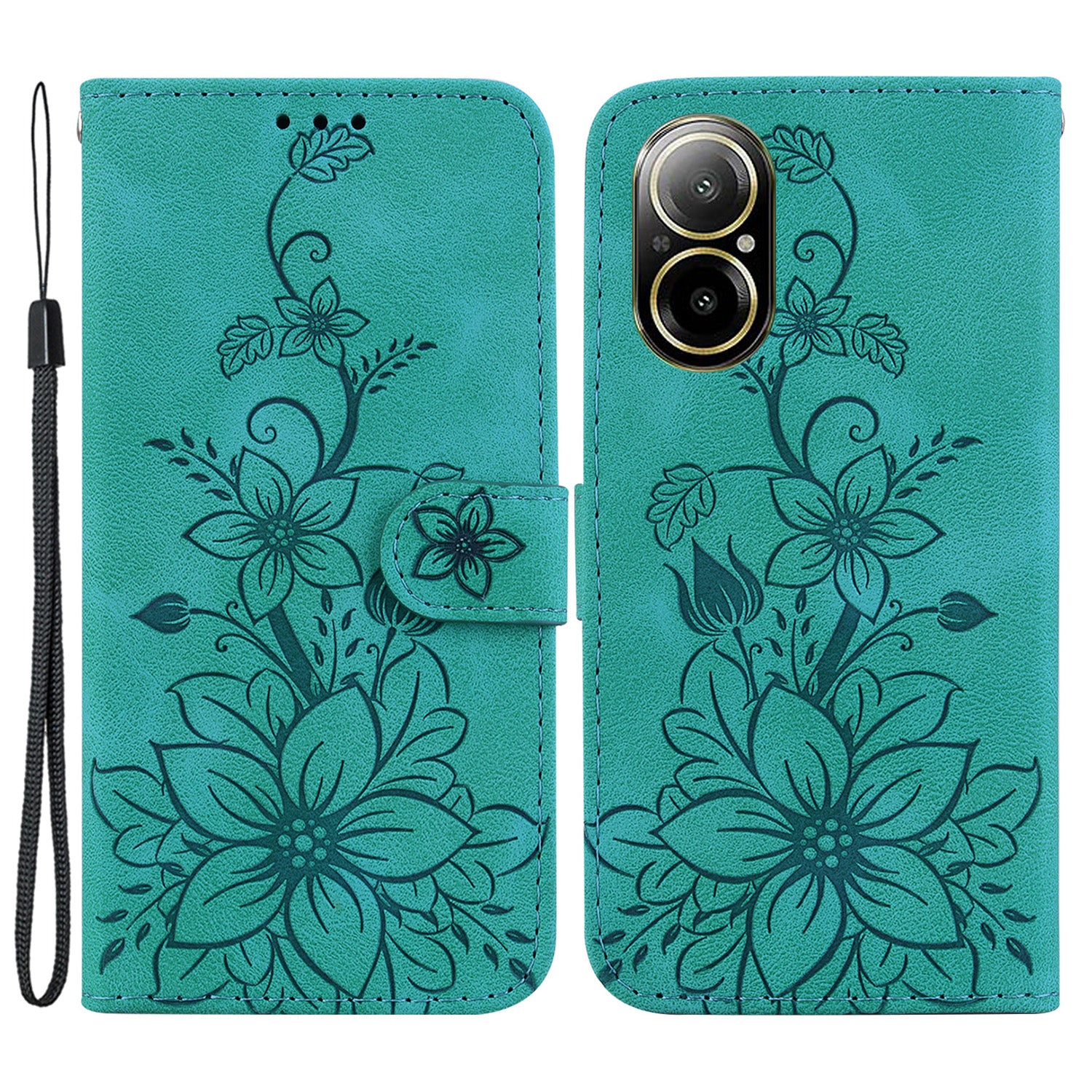For Realme C67 4G Case Flower Imprint Leather Cell Phone Protector