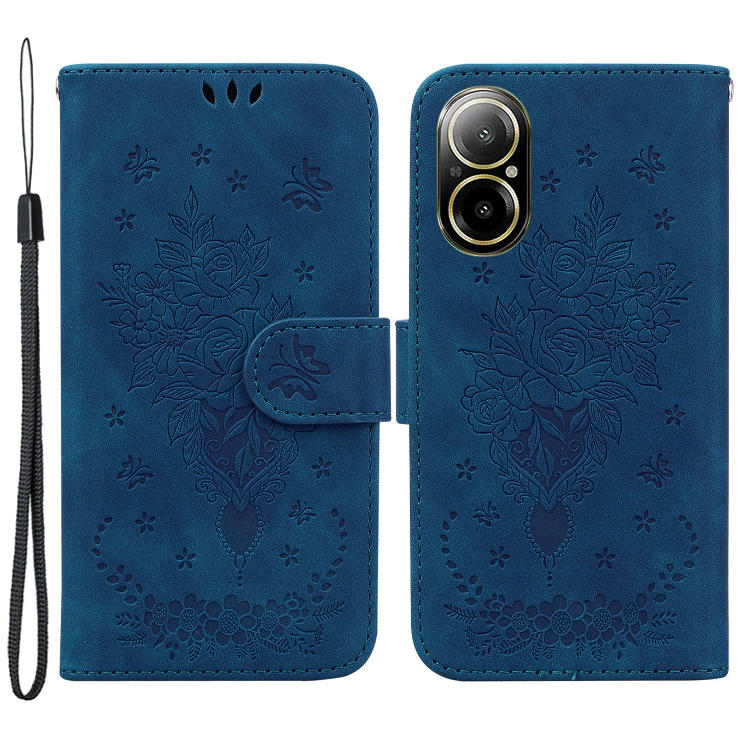 For Realme C67 4G Case PU Leather Flower Pattern Wallet Style Flip Phone Cover