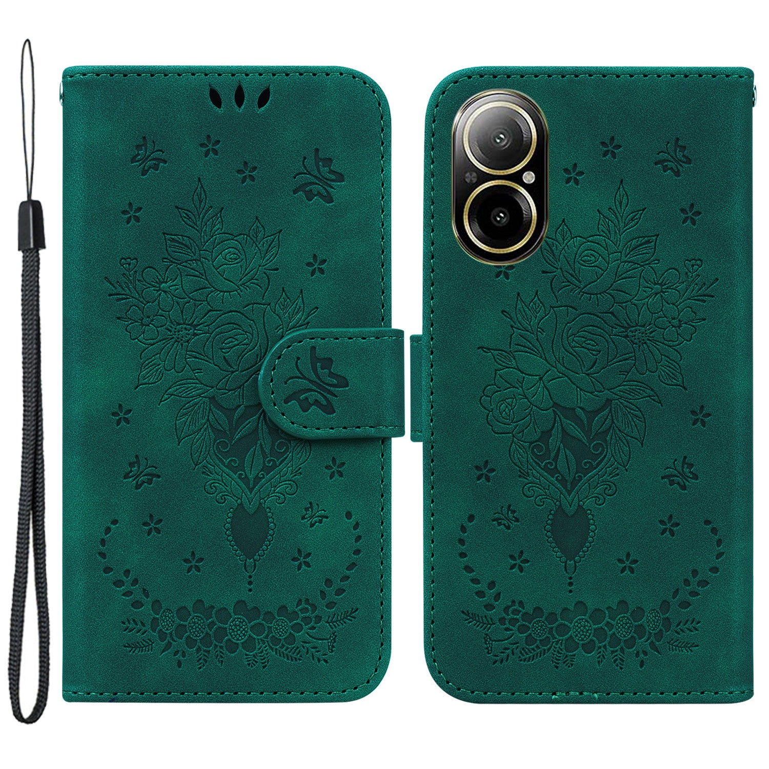 For Realme C67 4G Case PU Leather Flower Pattern Wallet Style Flip Phone Cover