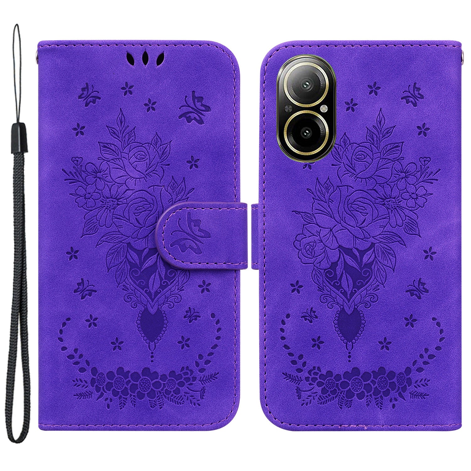 For Realme C67 4G Case PU Leather Flower Pattern Wallet Style Flip Phone Cover