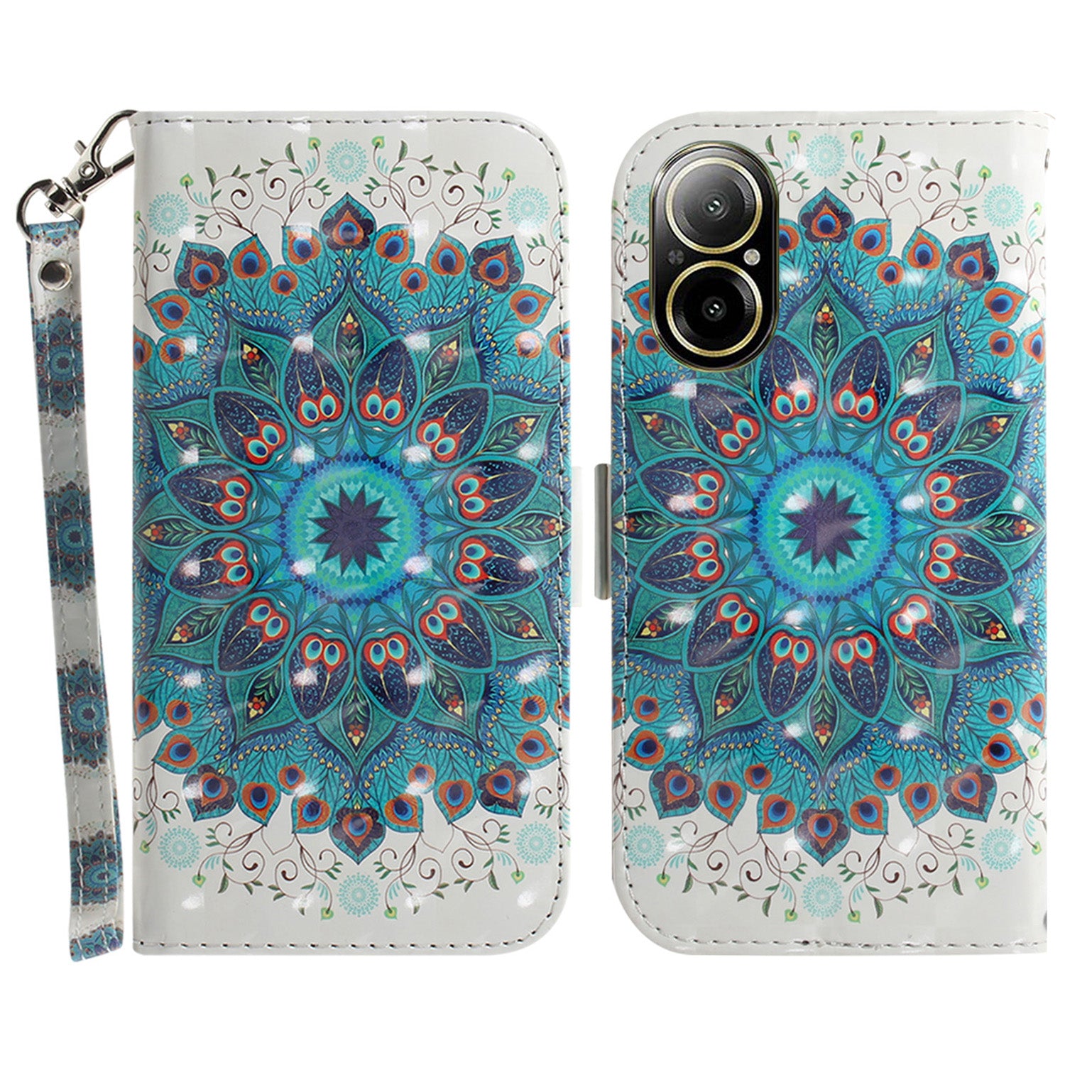 For Realme C67 4G Case Pattern Printing Shockproof Leather Phone Cover with Strap