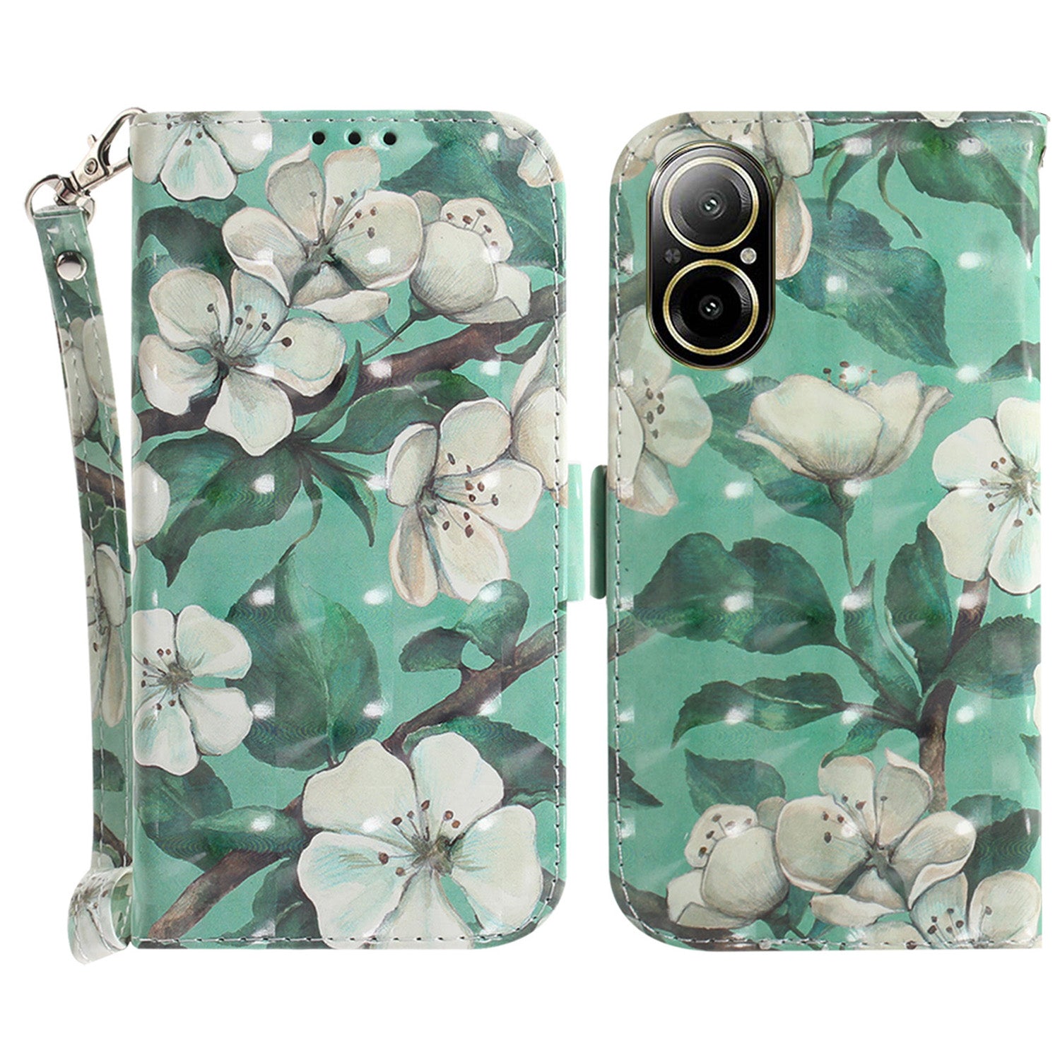 For Realme C67 4G Case Pattern Printing Shockproof Leather Phone Cover with Strap