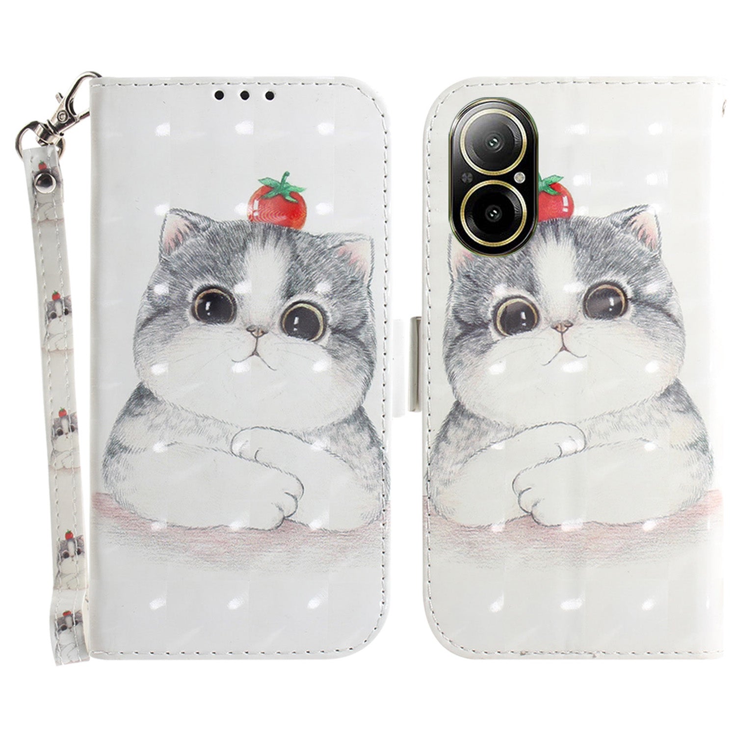 For Realme C67 4G Case Pattern Printing Shockproof Leather Phone Cover with Strap