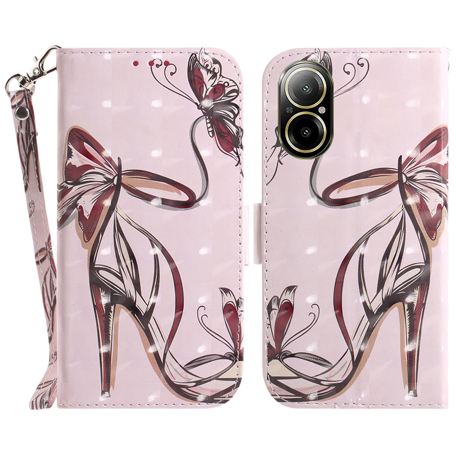 For Realme C67 4G Case Pattern Printing Shockproof Leather Phone Cover with Strap