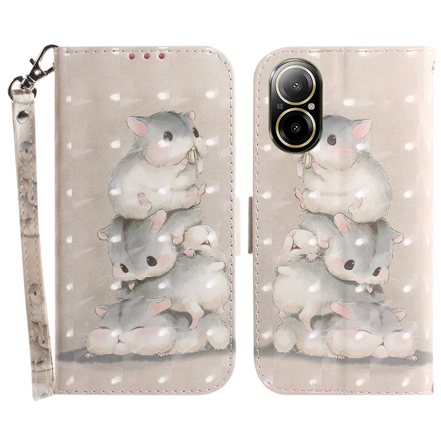 For Realme C67 4G Case Pattern Printing Shockproof Leather Phone Cover with Strap