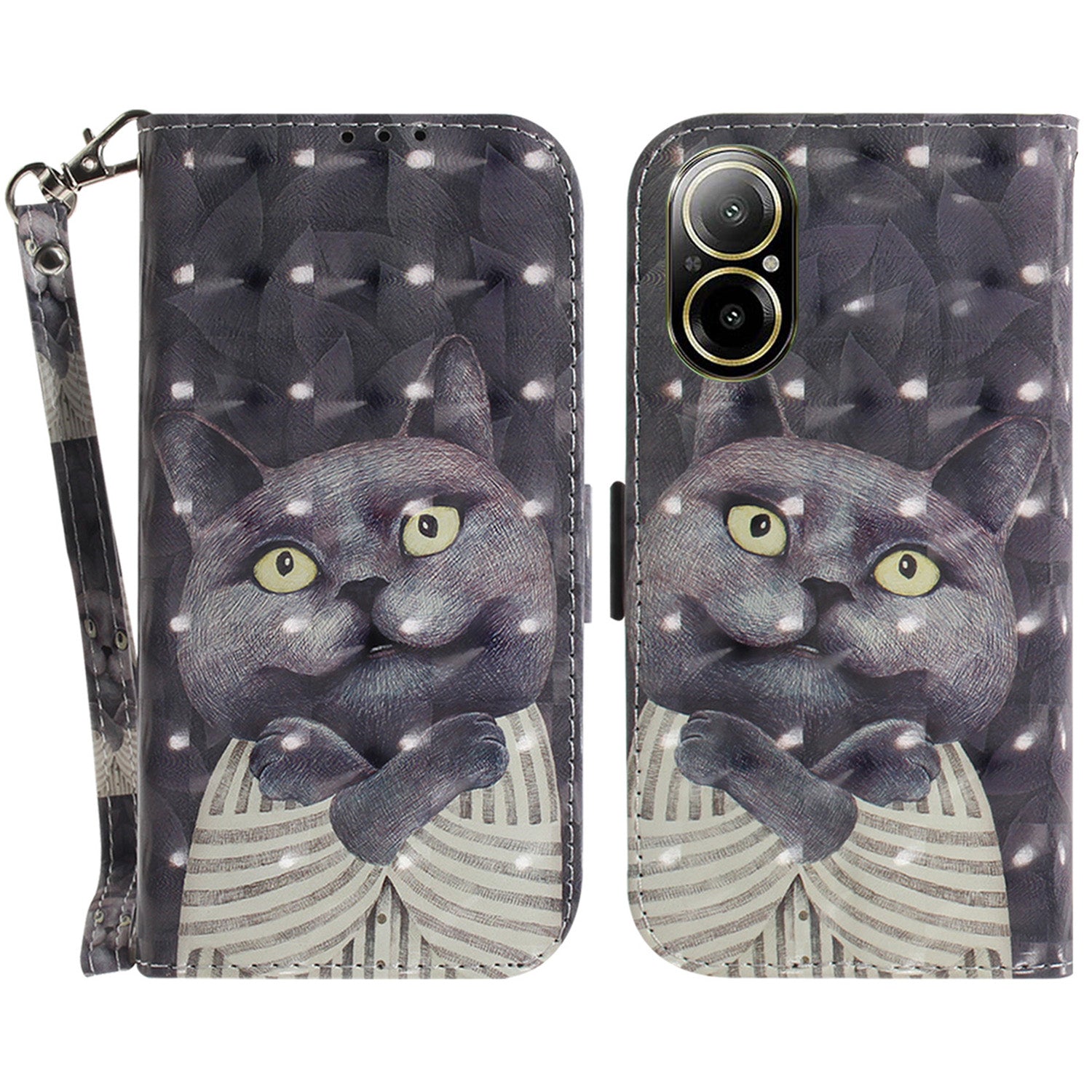 For Realme C67 4G Case Pattern Printing Shockproof Leather Phone Cover with Strap