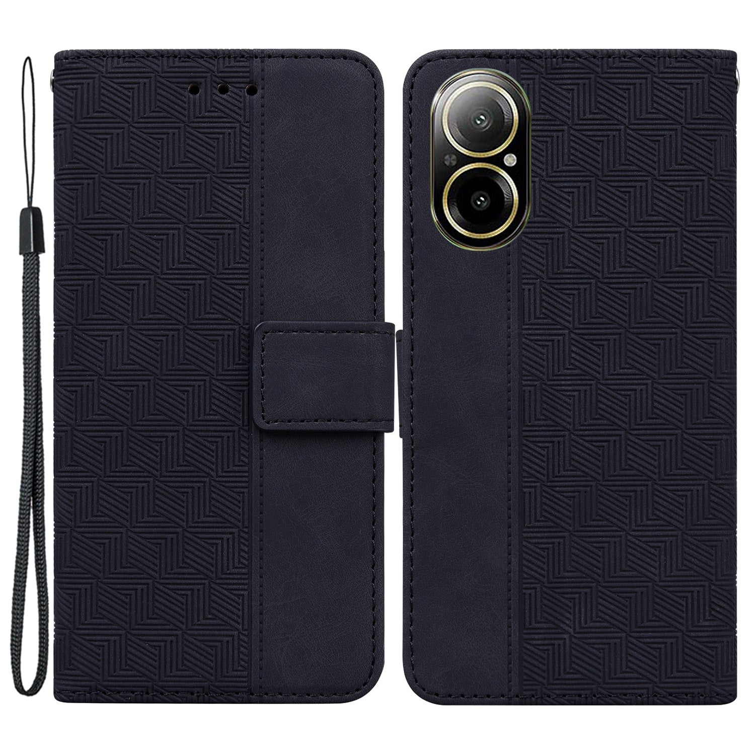 For Realme C67 4G Case Geometry Leather Flip Wallet Handbag Phone Cover