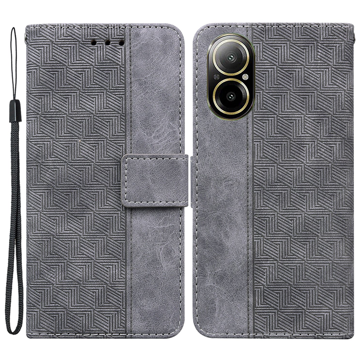 For Realme C67 4G Case Geometry Leather Flip Wallet Handbag Phone Cover