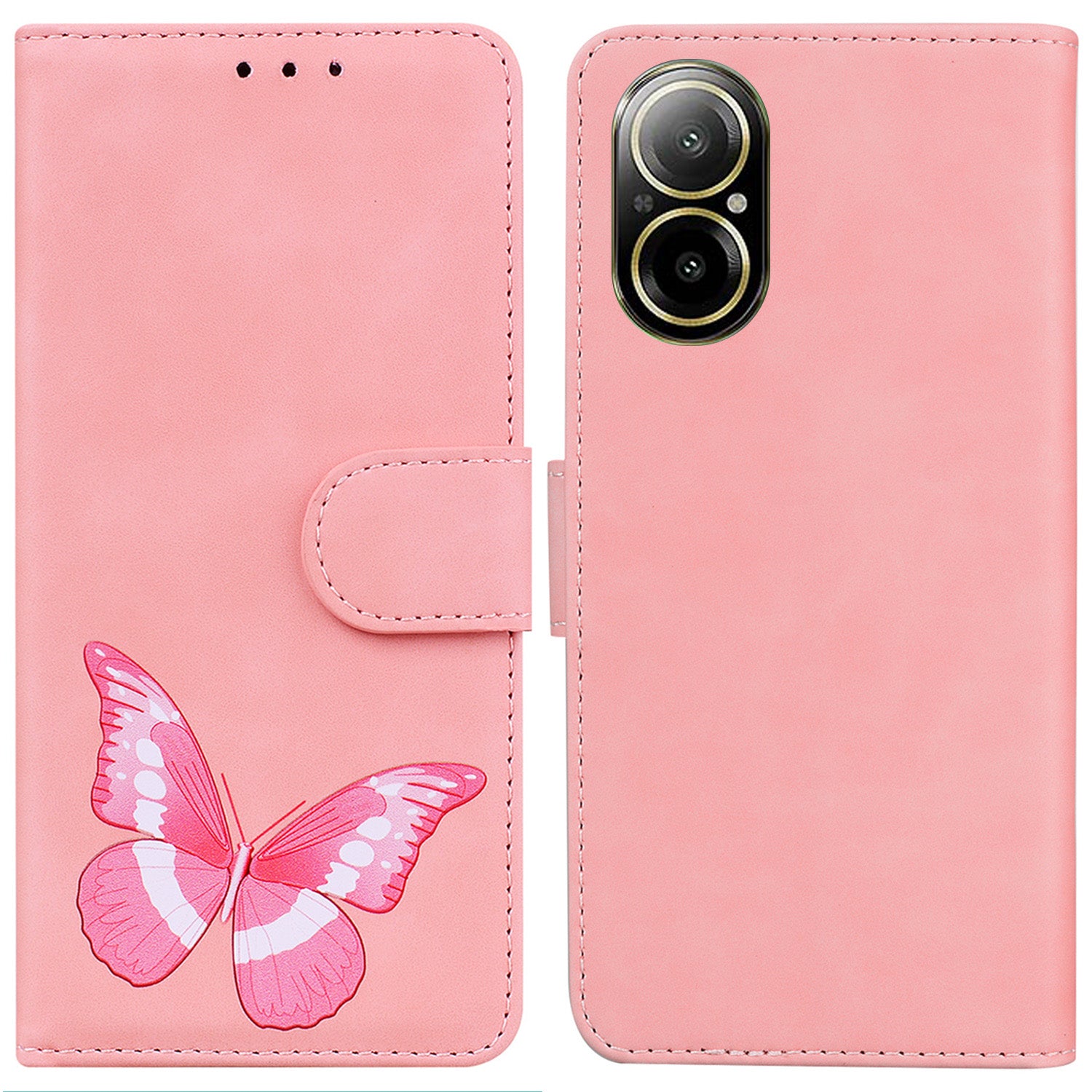 For Realme C67 4G Phone Case Anti-Scratch Butterfly Printing Leather Flip Cover