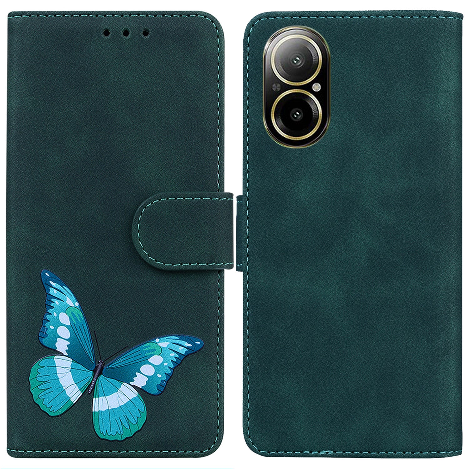 For Realme C67 4G Phone Case Anti-Scratch Butterfly Printing Leather Flip Cover